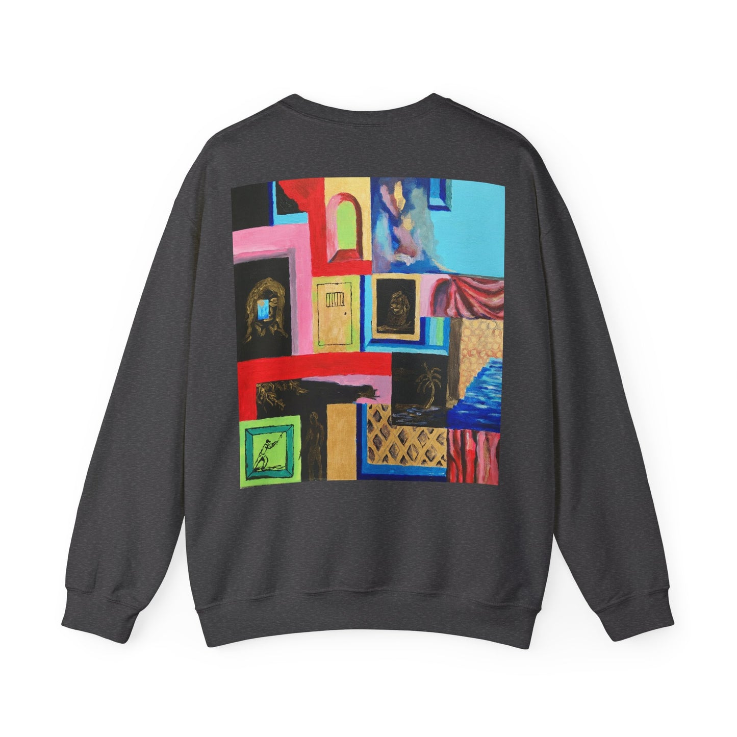 Abstract Gallery Crewneck Sweatshirt — Colorful Collage Art Print