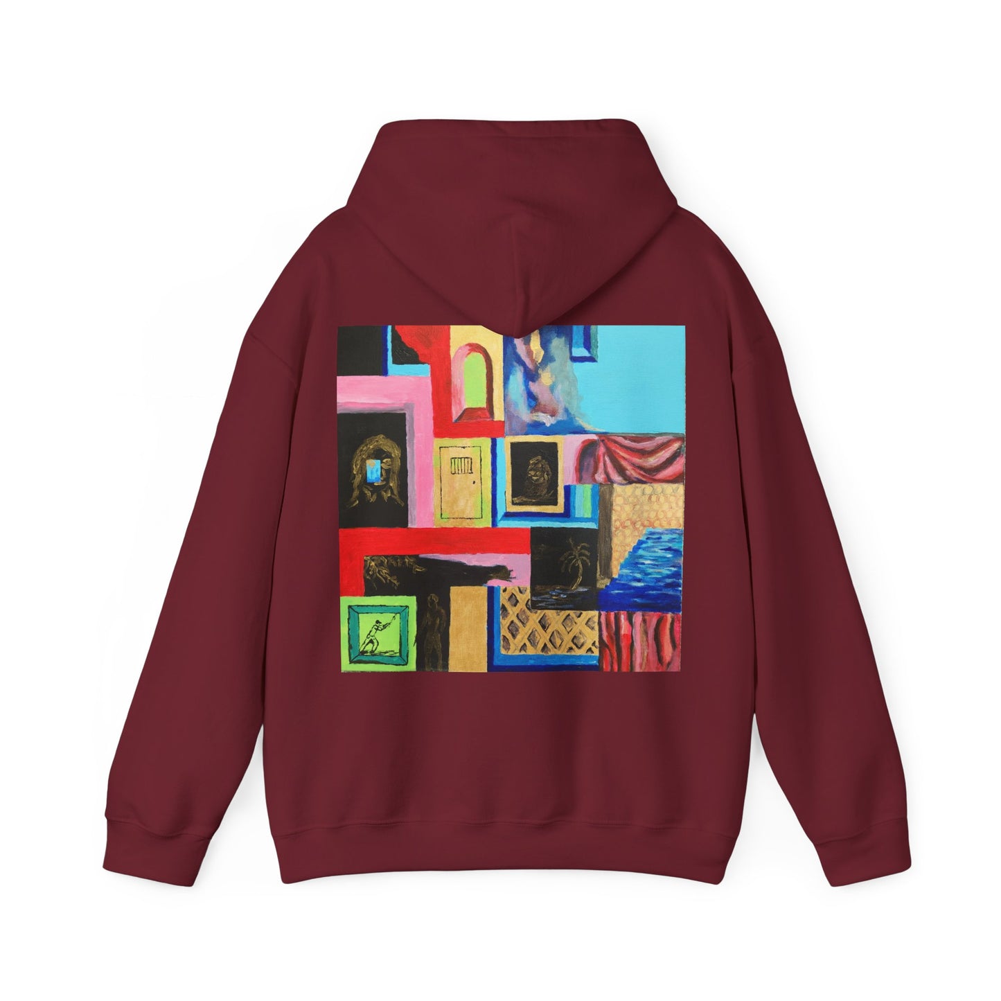 Efe Abstract Collage Hoodie — Colorful Retro Frames Art Sweatshirt