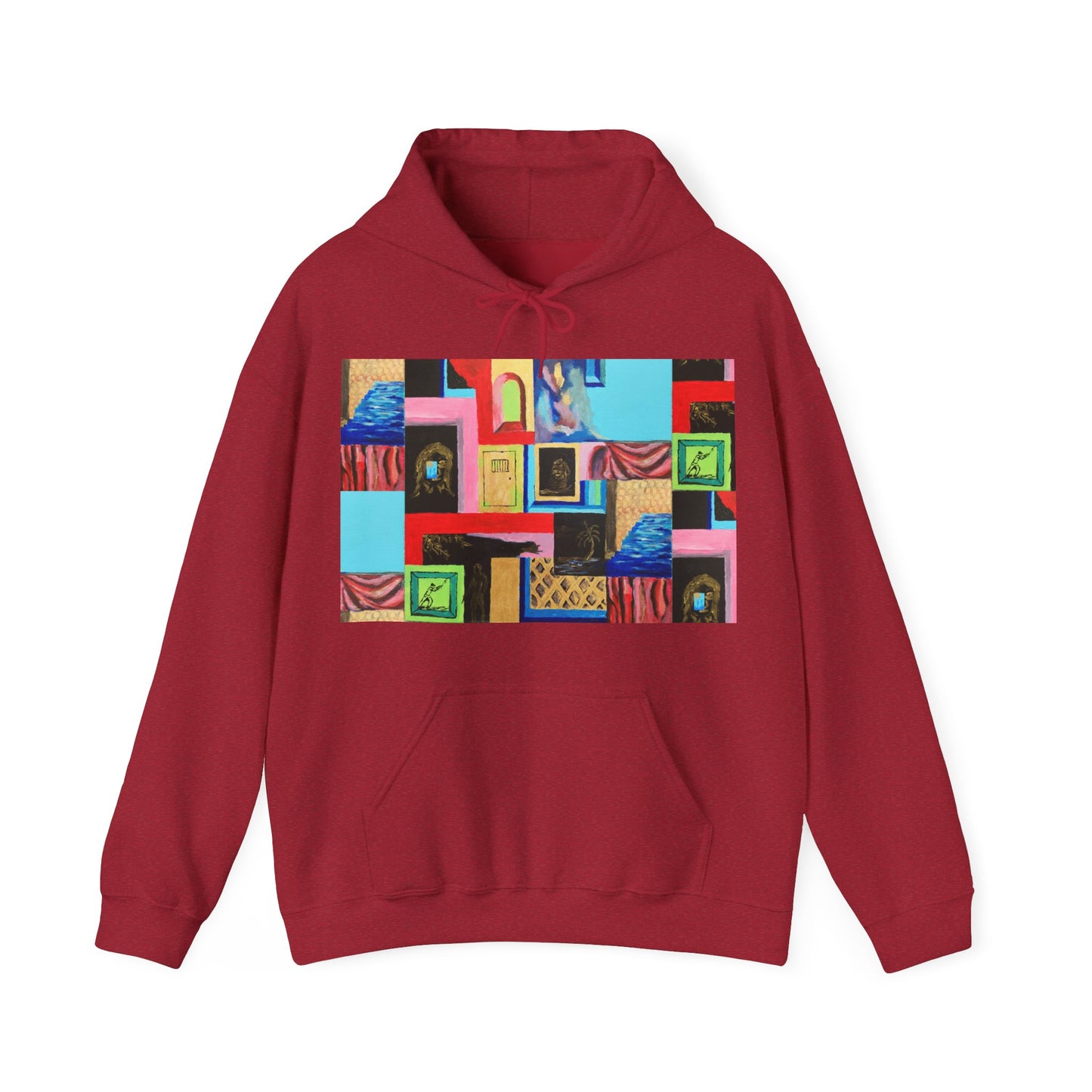 Efe Abstract Collage Hoodie — Colorful Retro Frames Art Sweatshirt