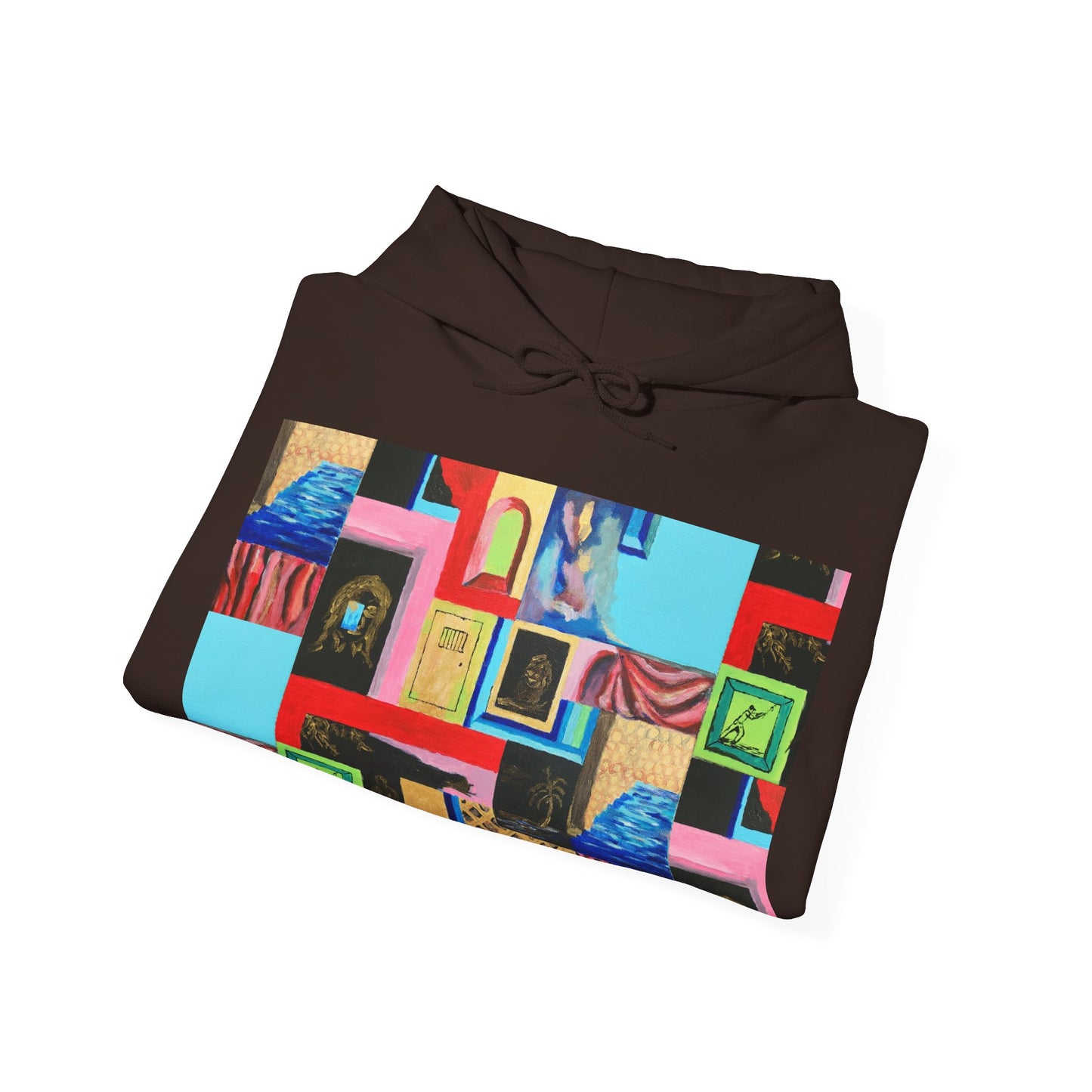 Efe Abstract Collage Hoodie — Colorful Retro Frames Art Sweatshirt