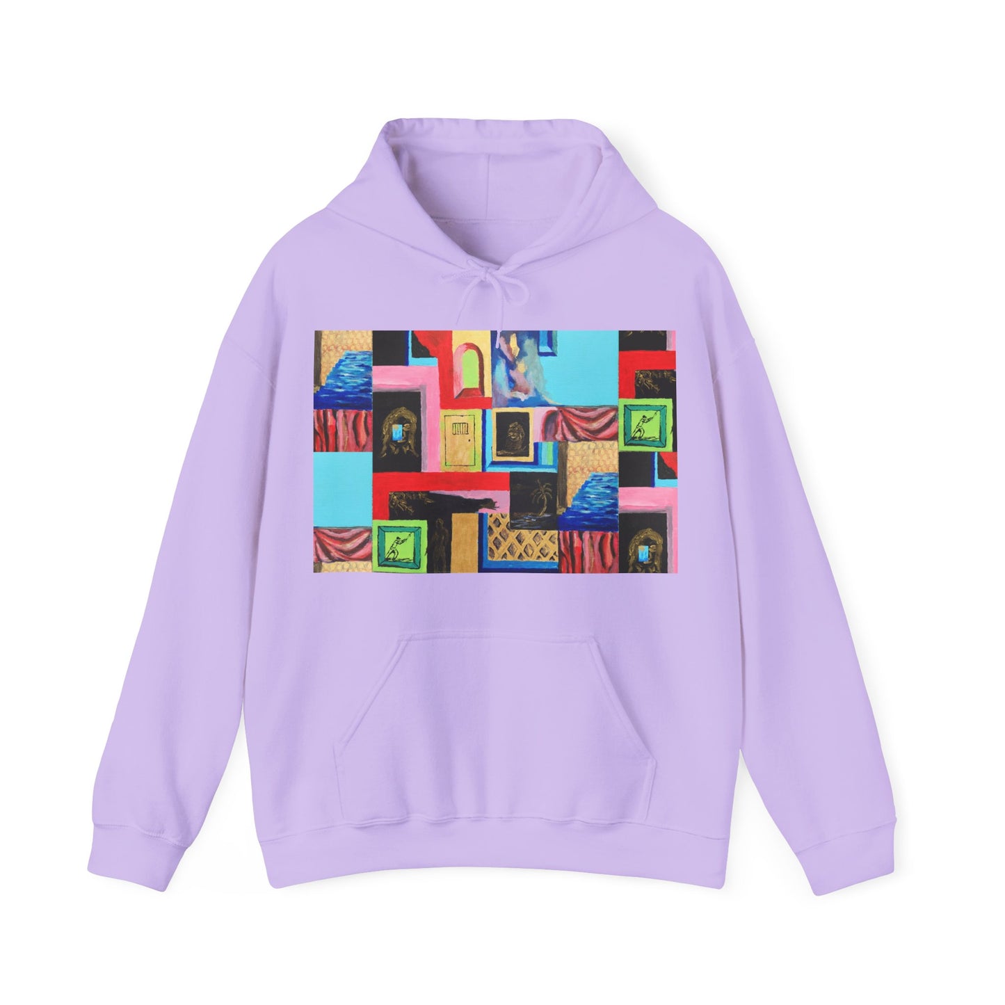 Efe Abstract Collage Hoodie — Colorful Retro Frames Art Sweatshirt