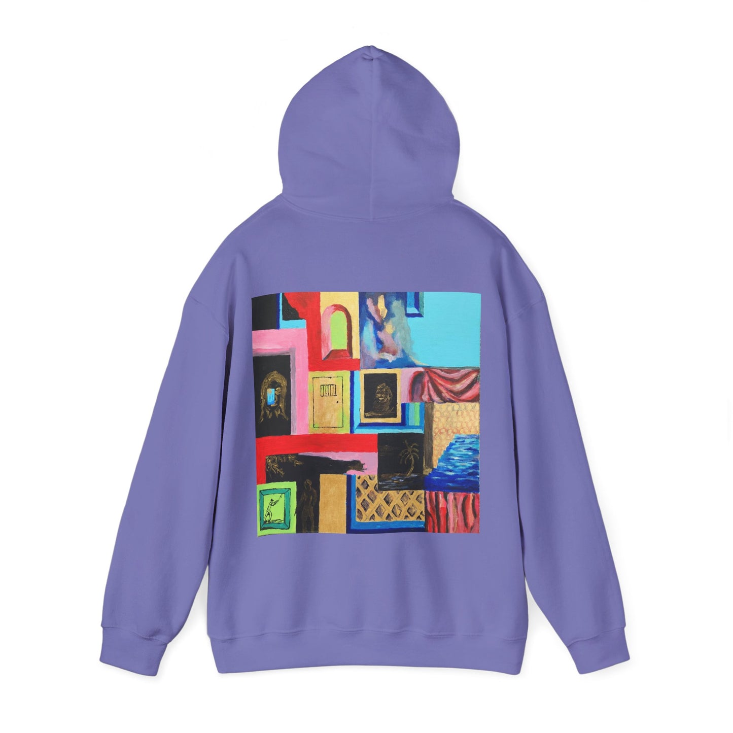 Efe Abstract Collage Hoodie — Colorful Retro Frames Art Sweatshirt
