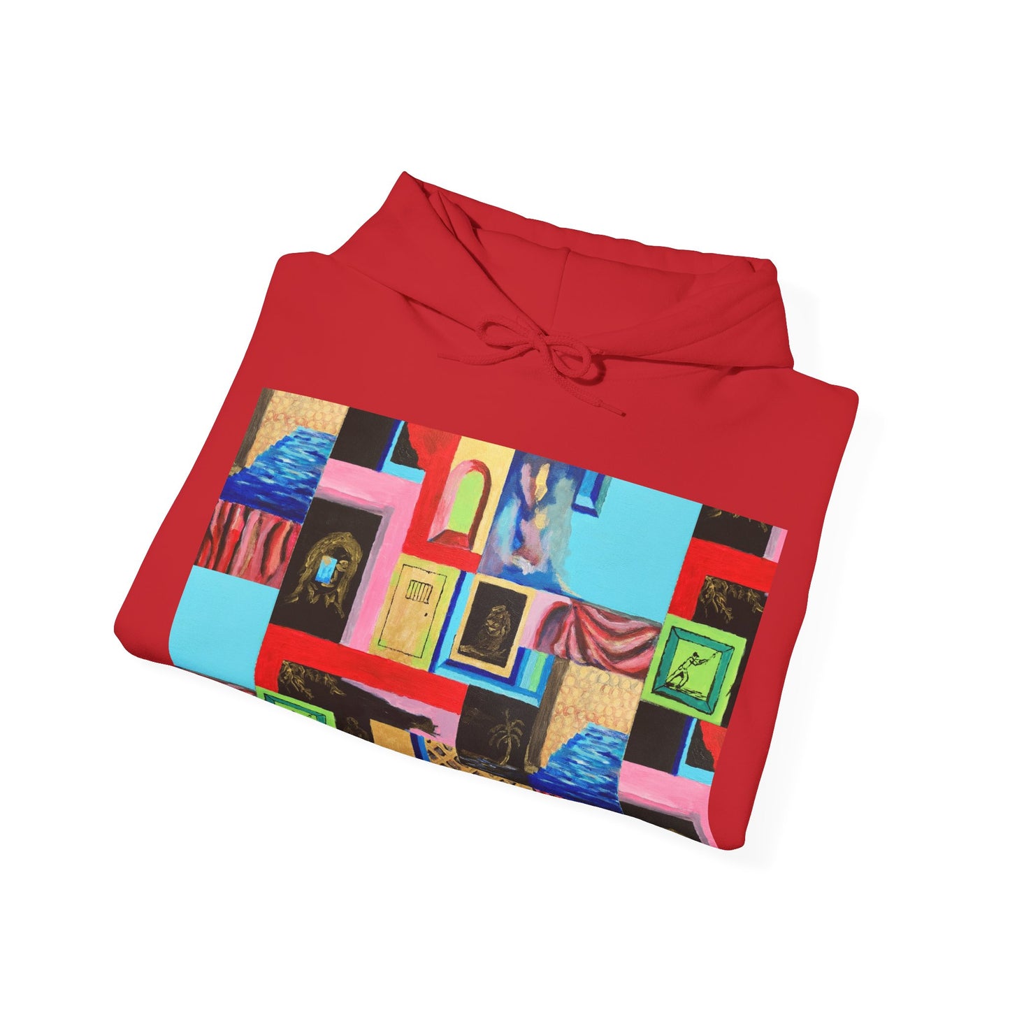 Efe Abstract Collage Hoodie — Colorful Retro Frames Art Sweatshirt