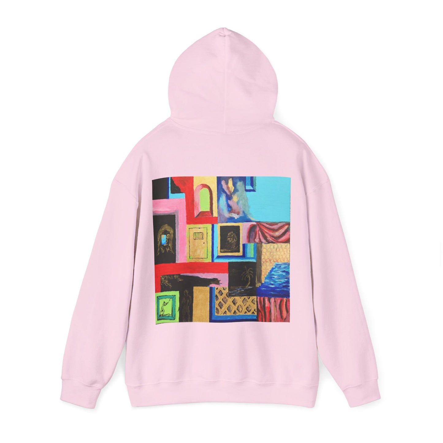 Efe Abstract Collage Hoodie — Colorful Retro Frames Art Sweatshirt