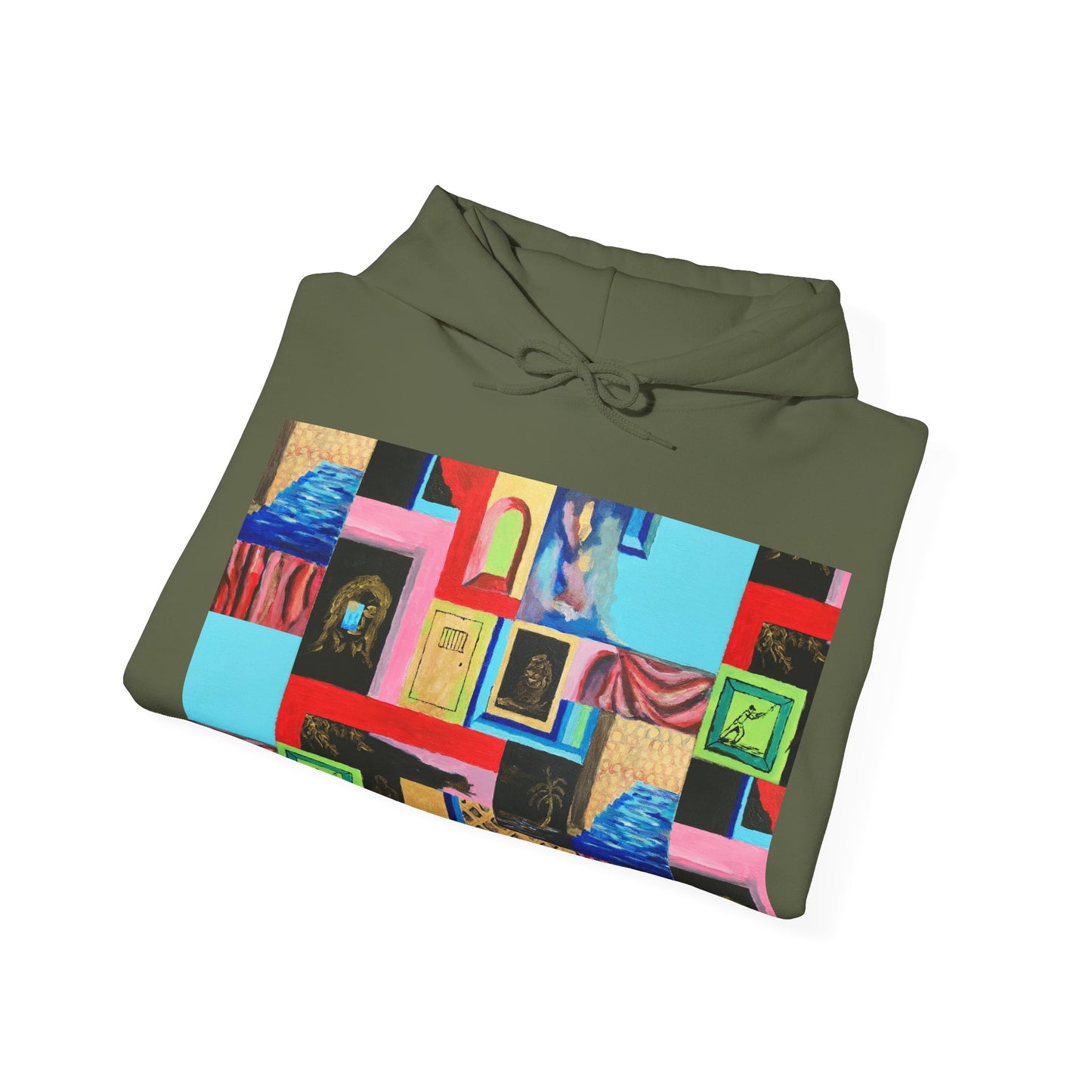 Efe Abstract Collage Hoodie — Colorful Retro Frames Art Sweatshirt