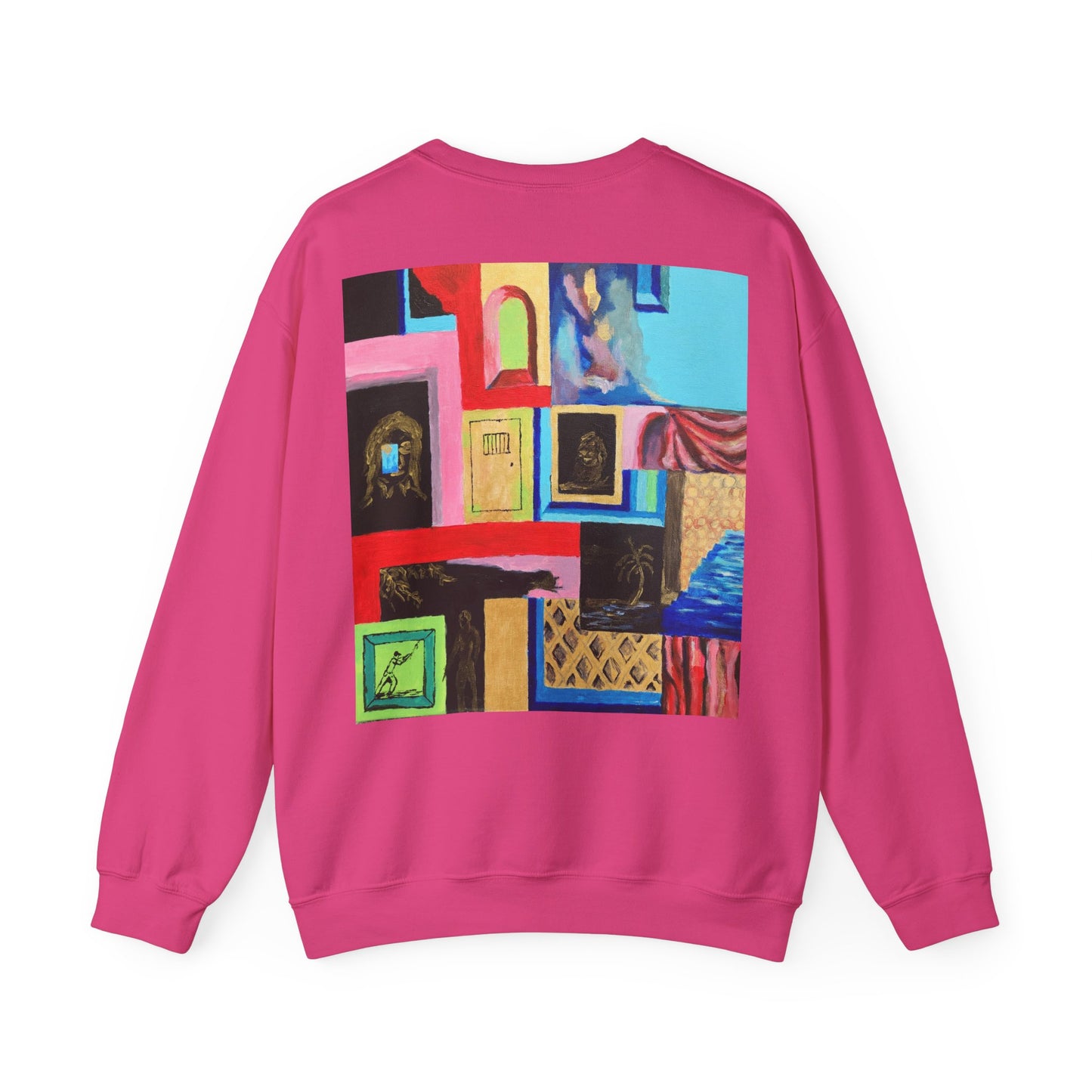 Abstract Gallery Crewneck Sweatshirt — Colorful Collage Art Print