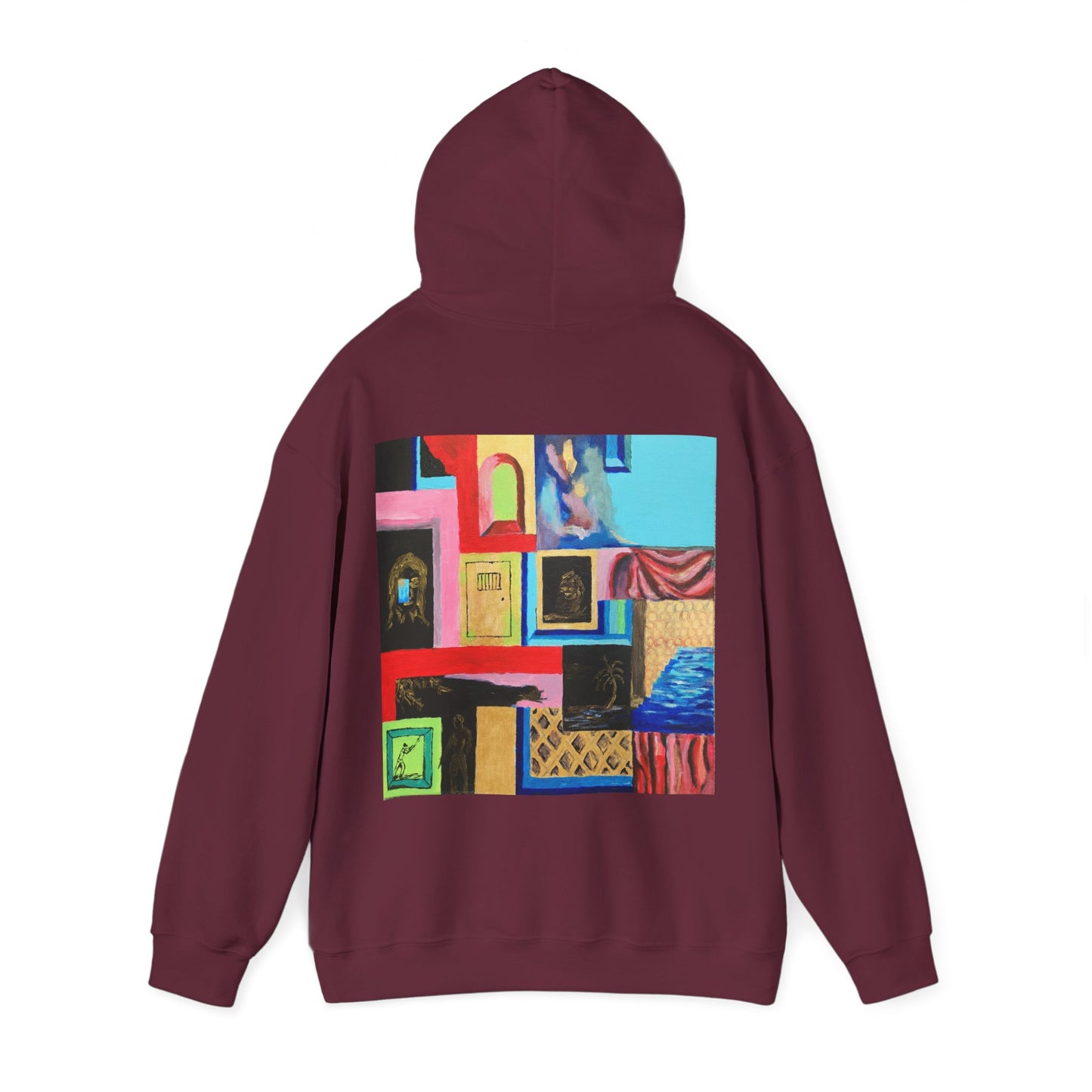 Efe Abstract Collage Hoodie — Colorful Retro Frames Art Sweatshirt