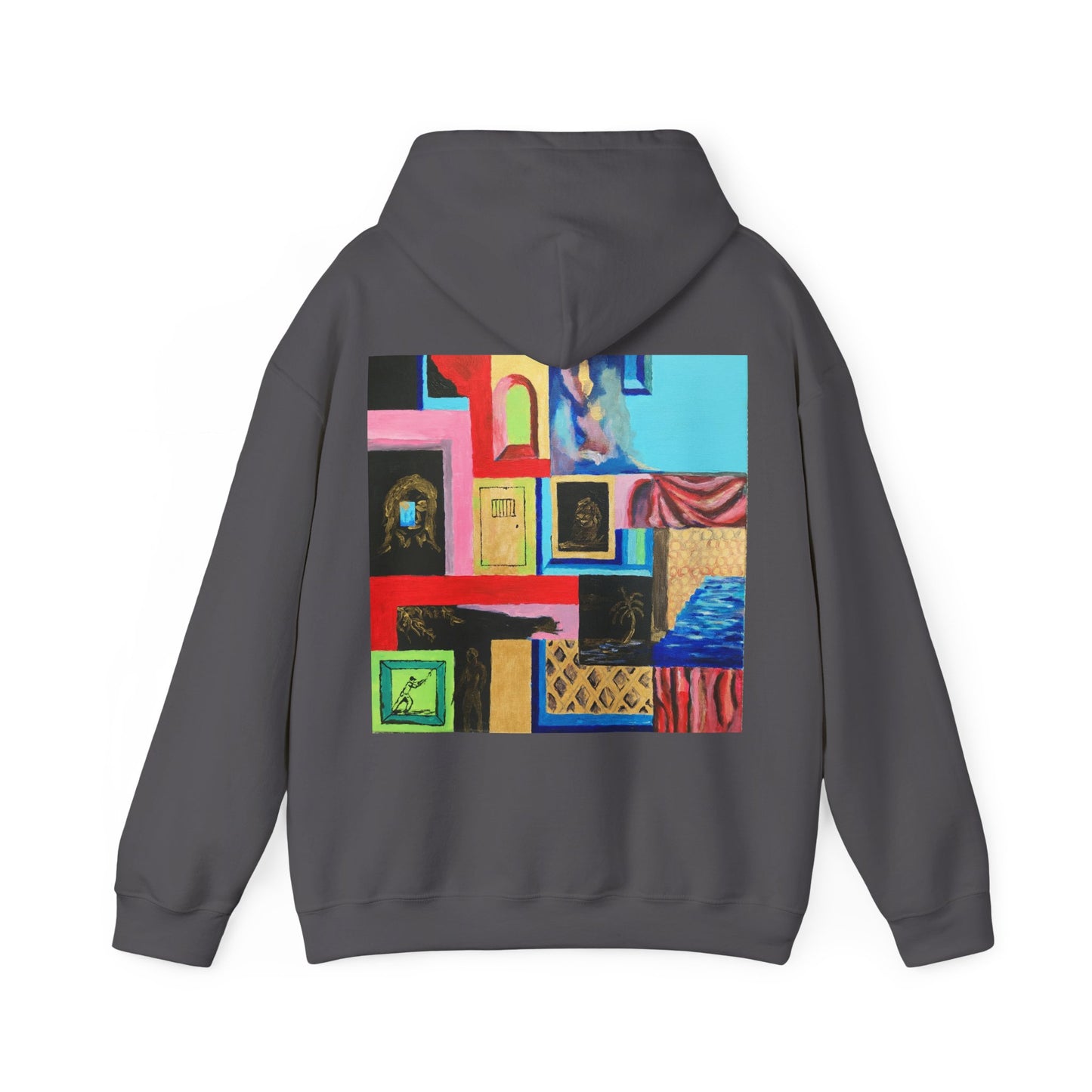 Efe Abstract Collage Hoodie — Colorful Retro Frames Art Sweatshirt