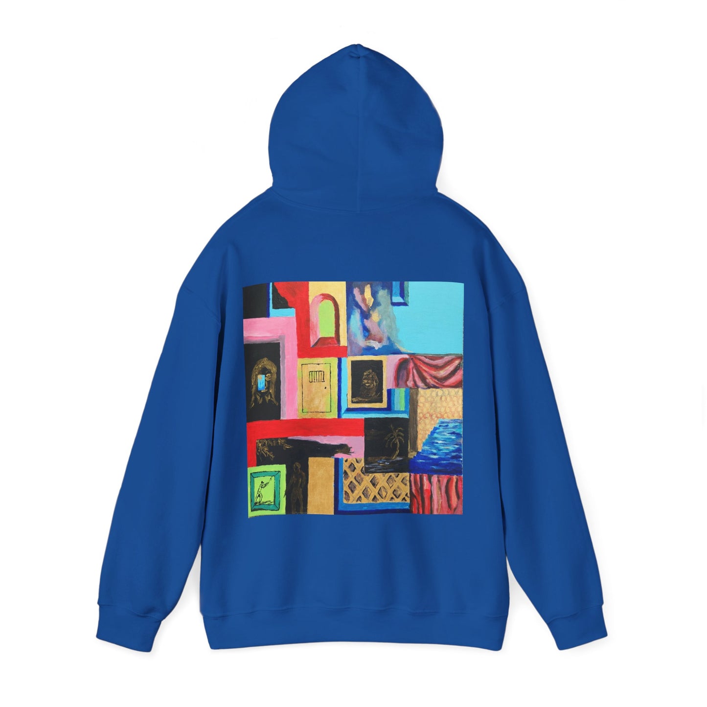 Efe Abstract Collage Hoodie — Colorful Retro Frames Art Sweatshirt