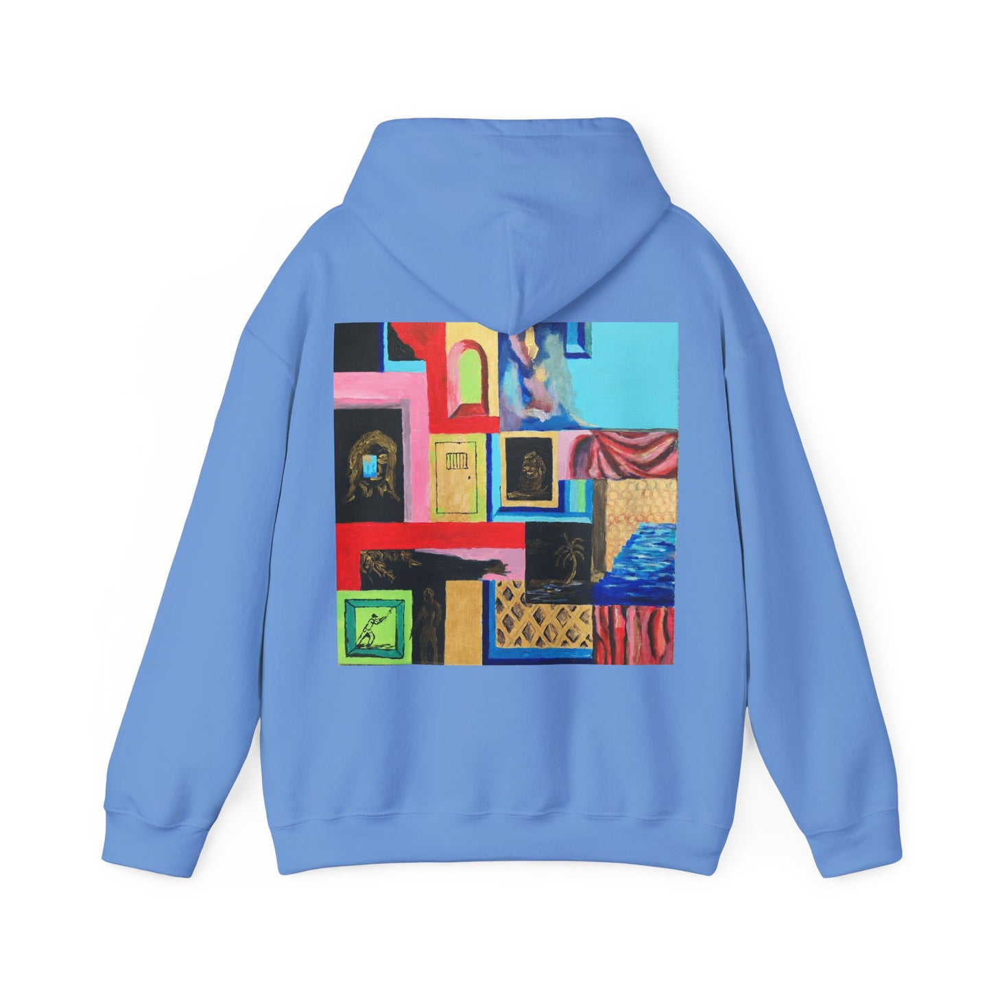 Efe Abstract Collage Hoodie — Colorful Retro Frames Art Sweatshirt