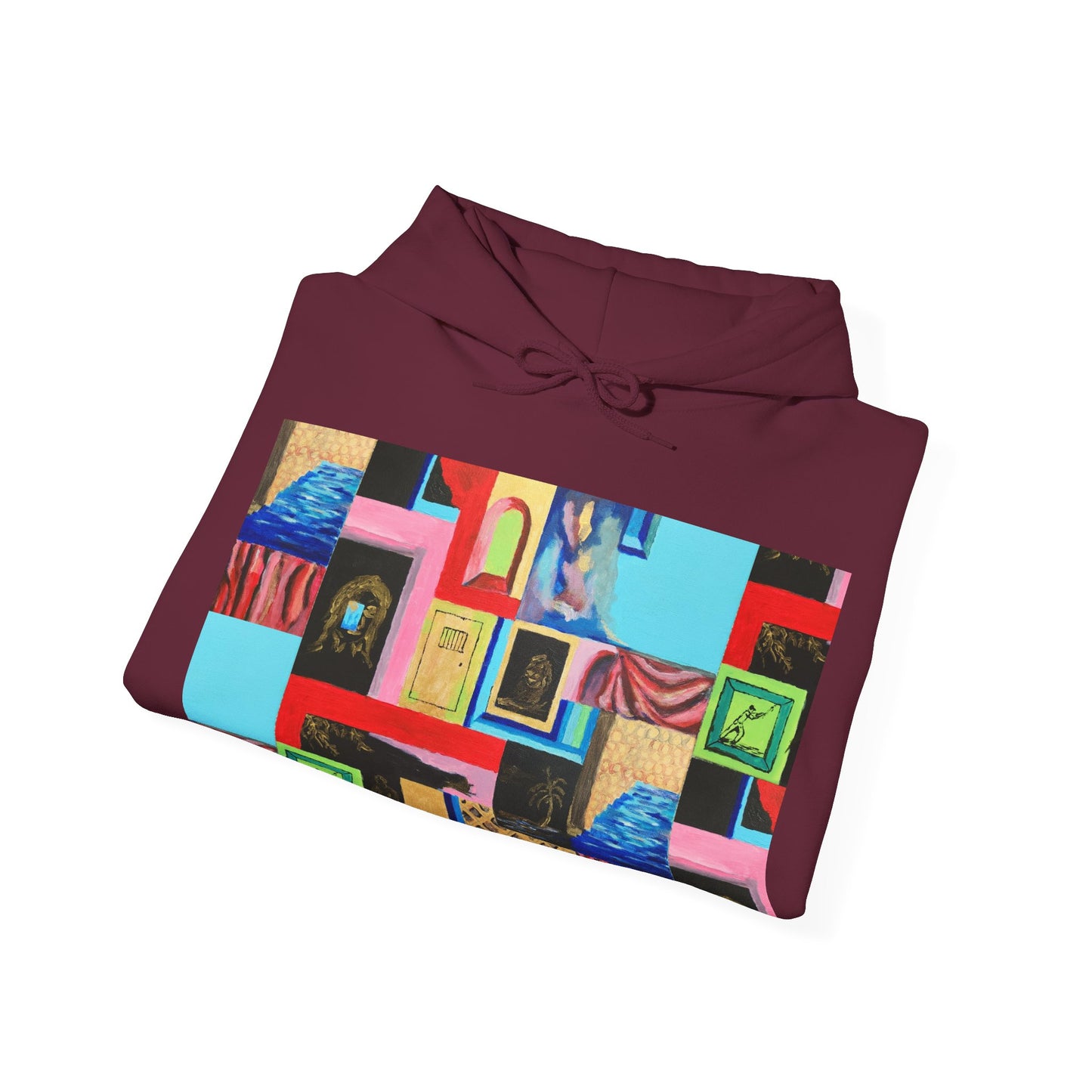 Efe Abstract Collage Hoodie — Colorful Retro Frames Art Sweatshirt