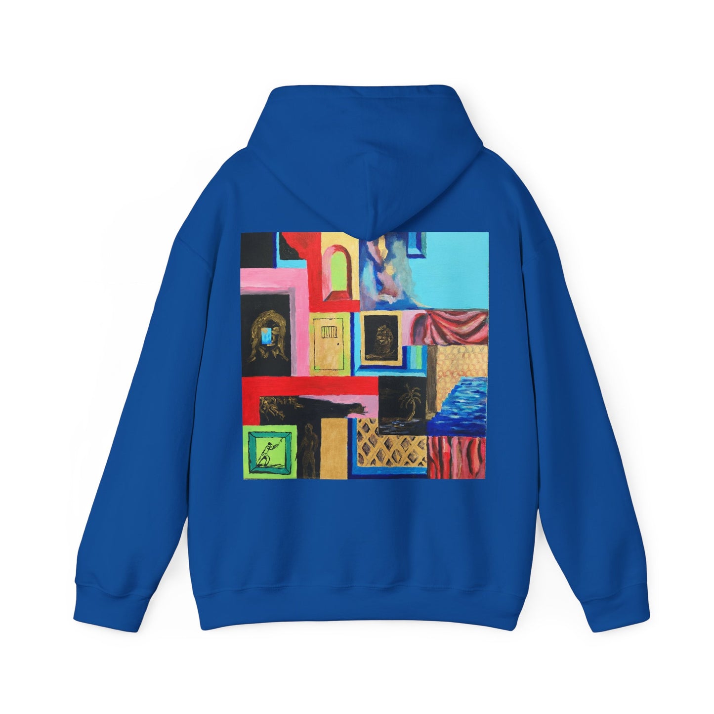 Efe Abstract Collage Hoodie — Colorful Retro Frames Art Sweatshirt