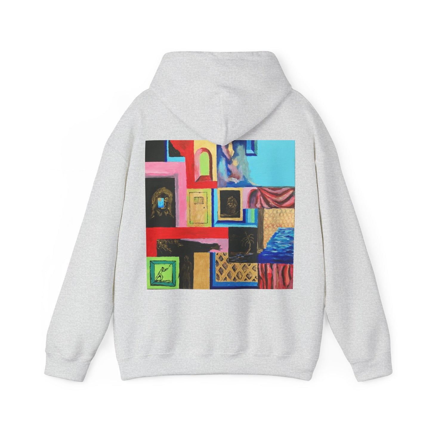 Efe Abstract Collage Hoodie — Colorful Retro Frames Art Sweatshirt