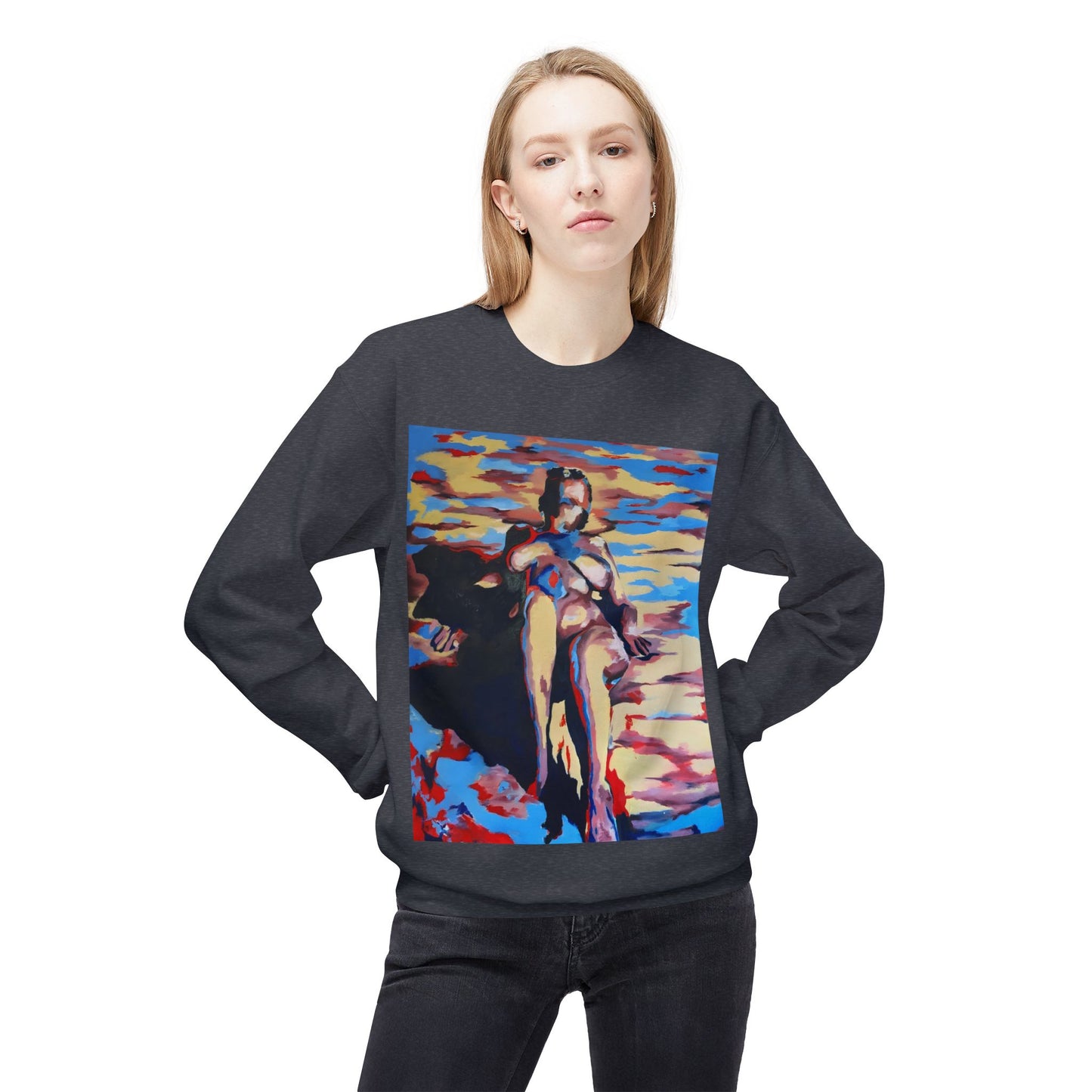 EFe Unisex Fleece Crewneck Sweatshirt - Colorful Abstract Design