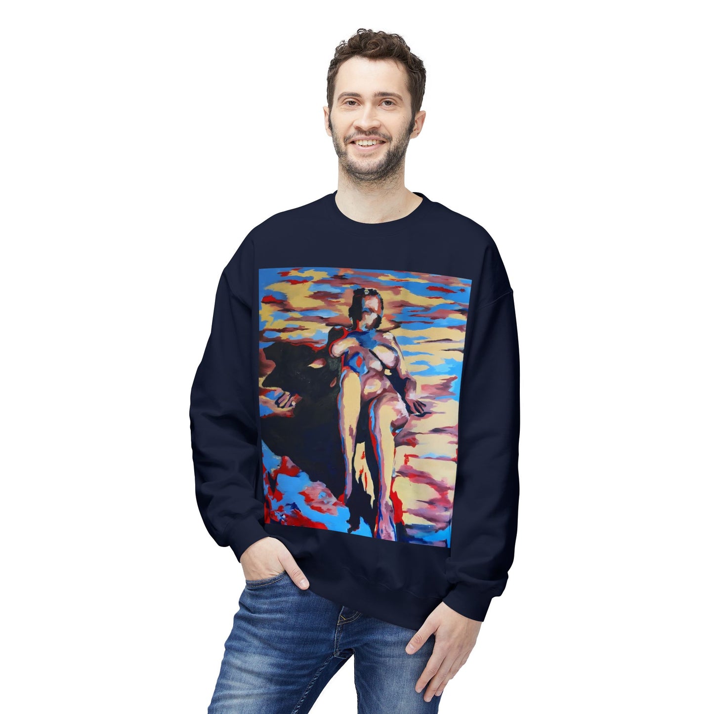 EFe Unisex Fleece Crewneck Sweatshirt - Colorful Abstract Design