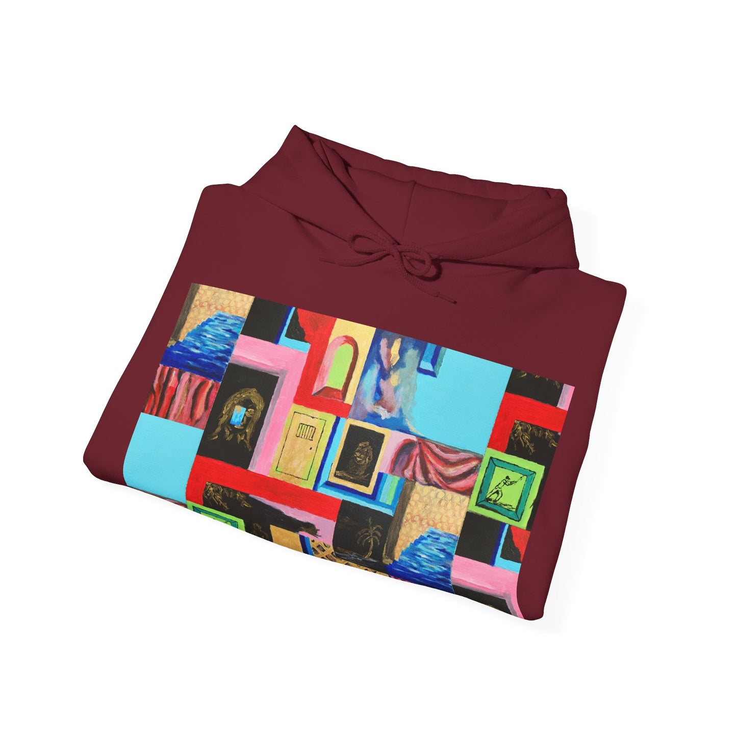 Efe Abstract Collage Hoodie — Colorful Retro Frames Art Sweatshirt