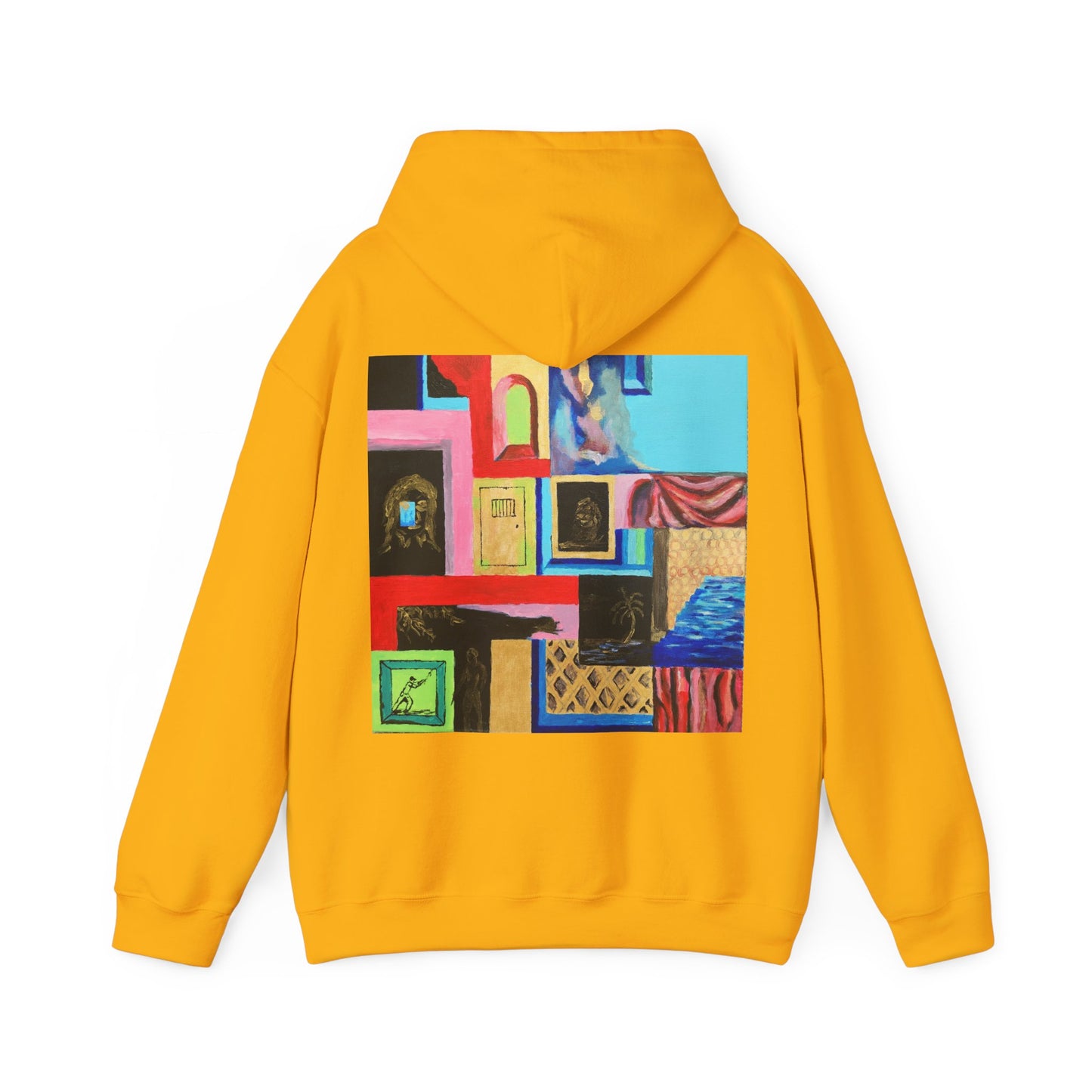 Efe Abstract Collage Hoodie — Colorful Retro Frames Art Sweatshirt