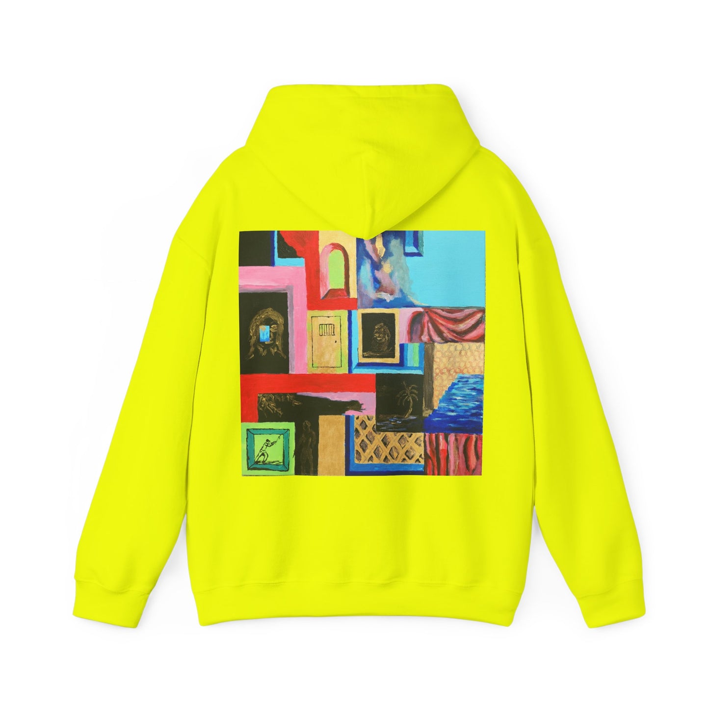 Efe Abstract Collage Hoodie — Colorful Retro Frames Art Sweatshirt