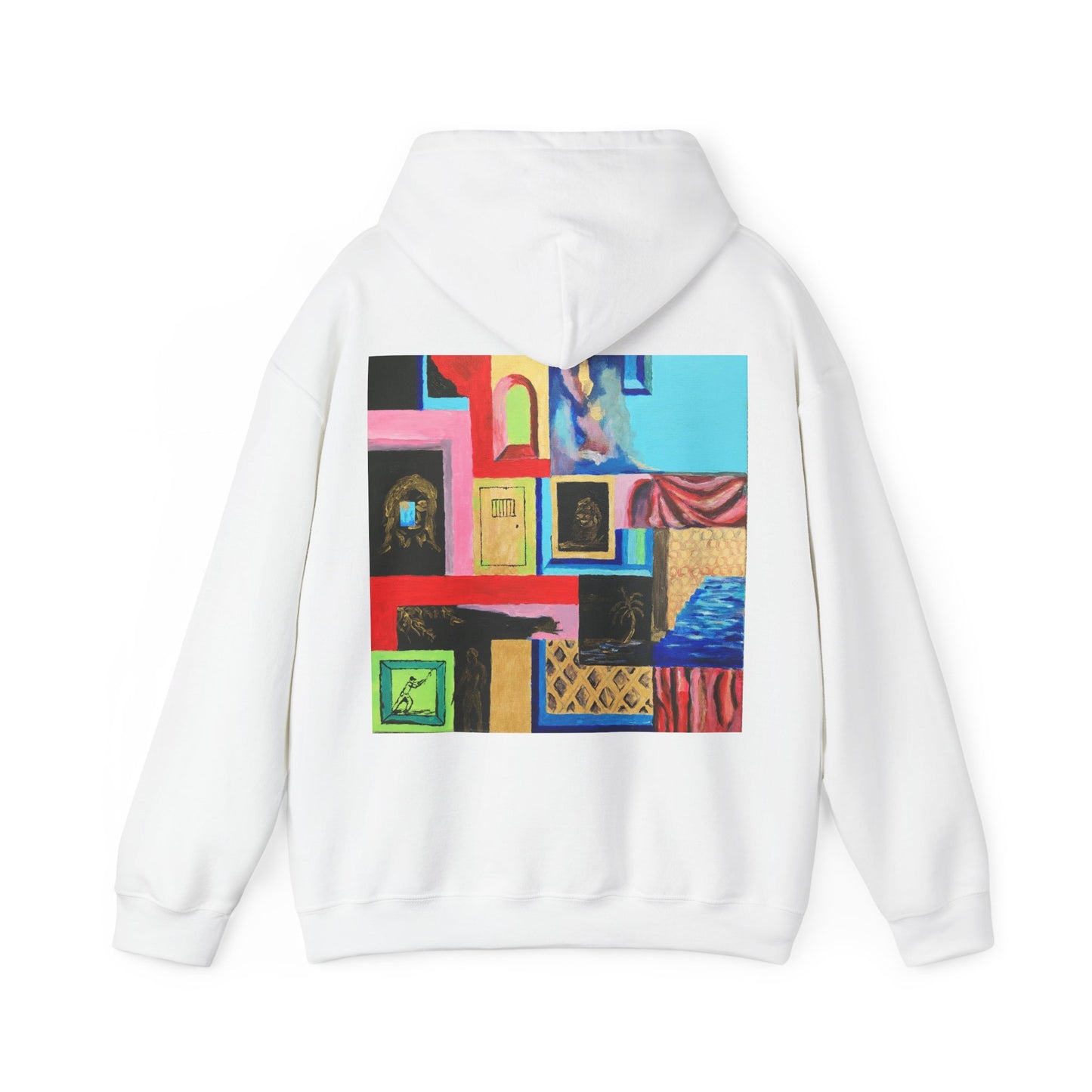 Efe Abstract Collage Hoodie — Colorful Retro Frames Art Sweatshirt