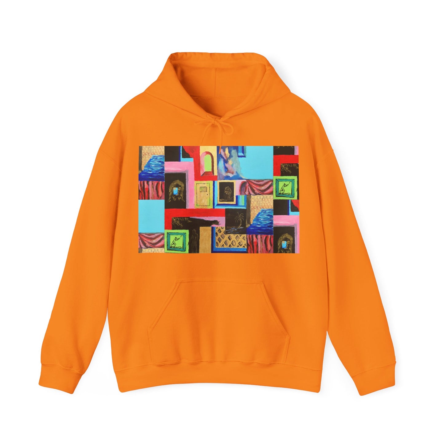 Efe Abstract Collage Hoodie — Colorful Retro Frames Art Sweatshirt