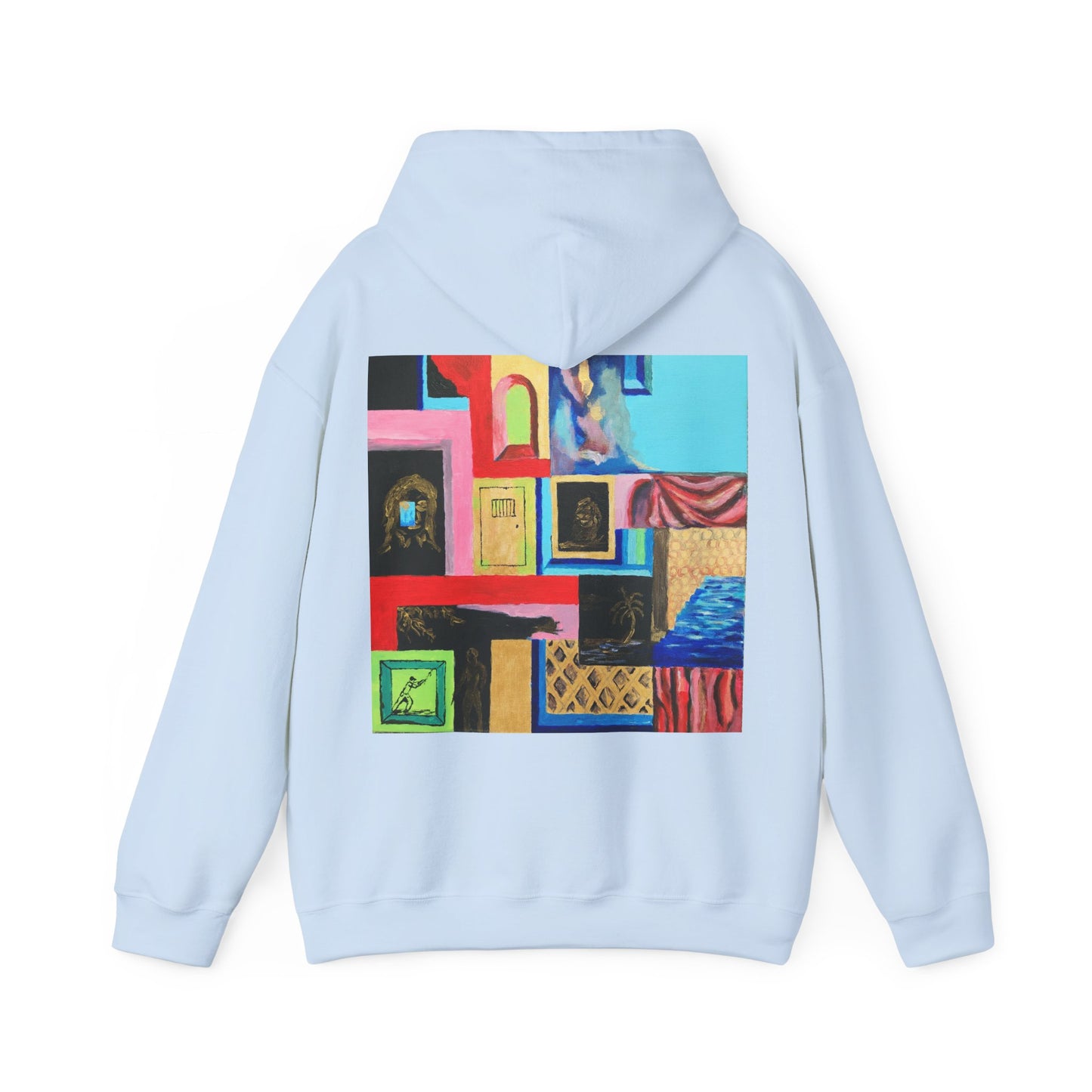 Efe Abstract Collage Hoodie — Colorful Retro Frames Art Sweatshirt