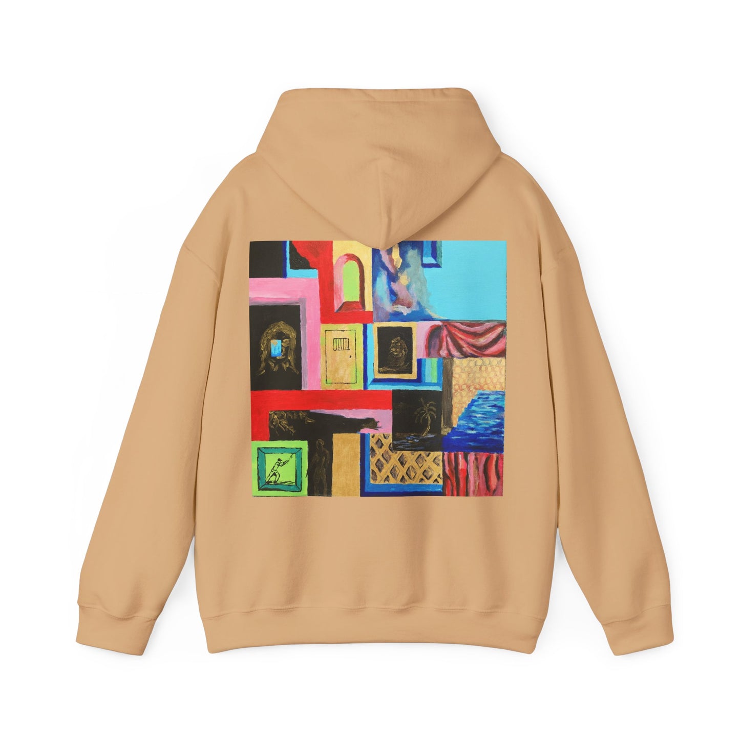 Efe Abstract Collage Hoodie — Colorful Retro Frames Art Sweatshirt