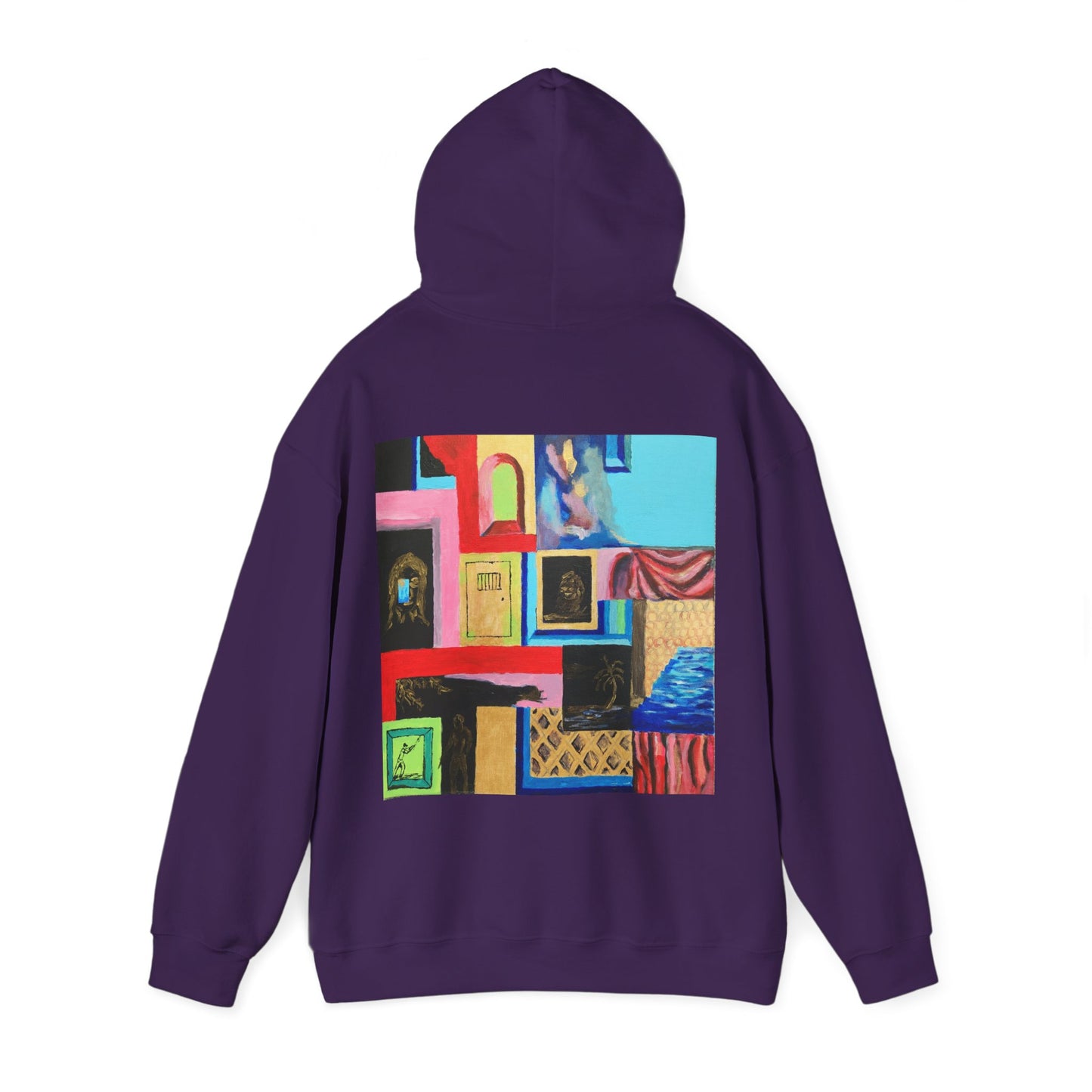 Efe Abstract Collage Hoodie — Colorful Retro Frames Art Sweatshirt