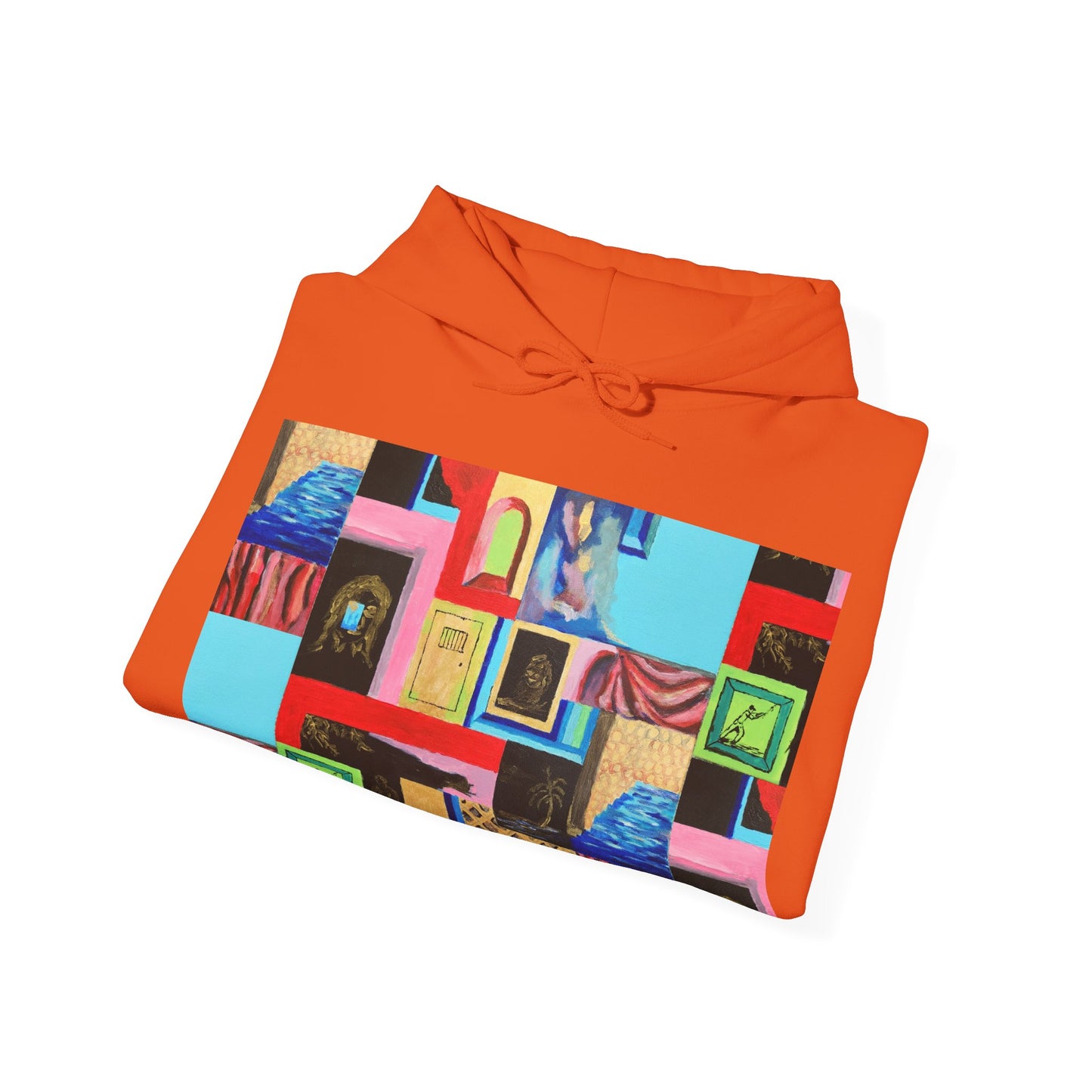 Efe Abstract Collage Hoodie — Colorful Retro Frames Art Sweatshirt