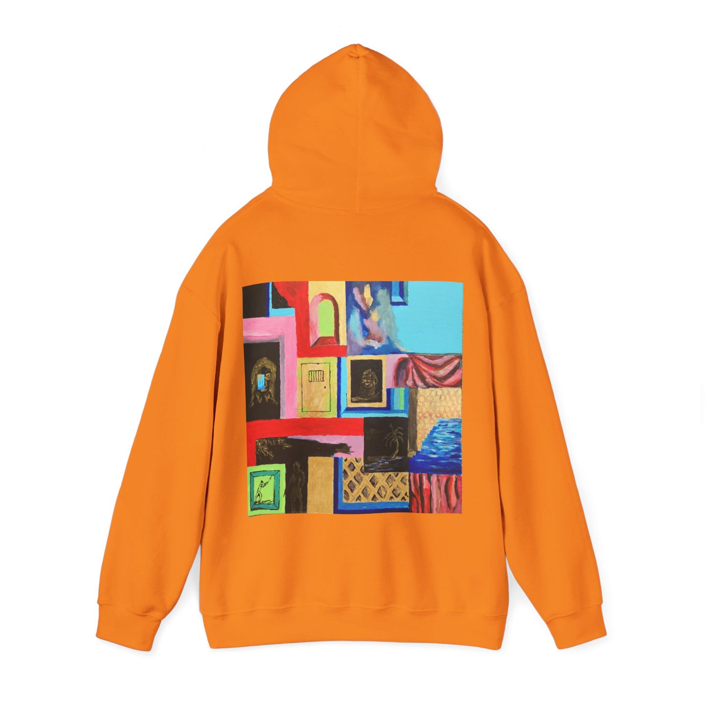 Efe Abstract Collage Hoodie — Colorful Retro Frames Art Sweatshirt