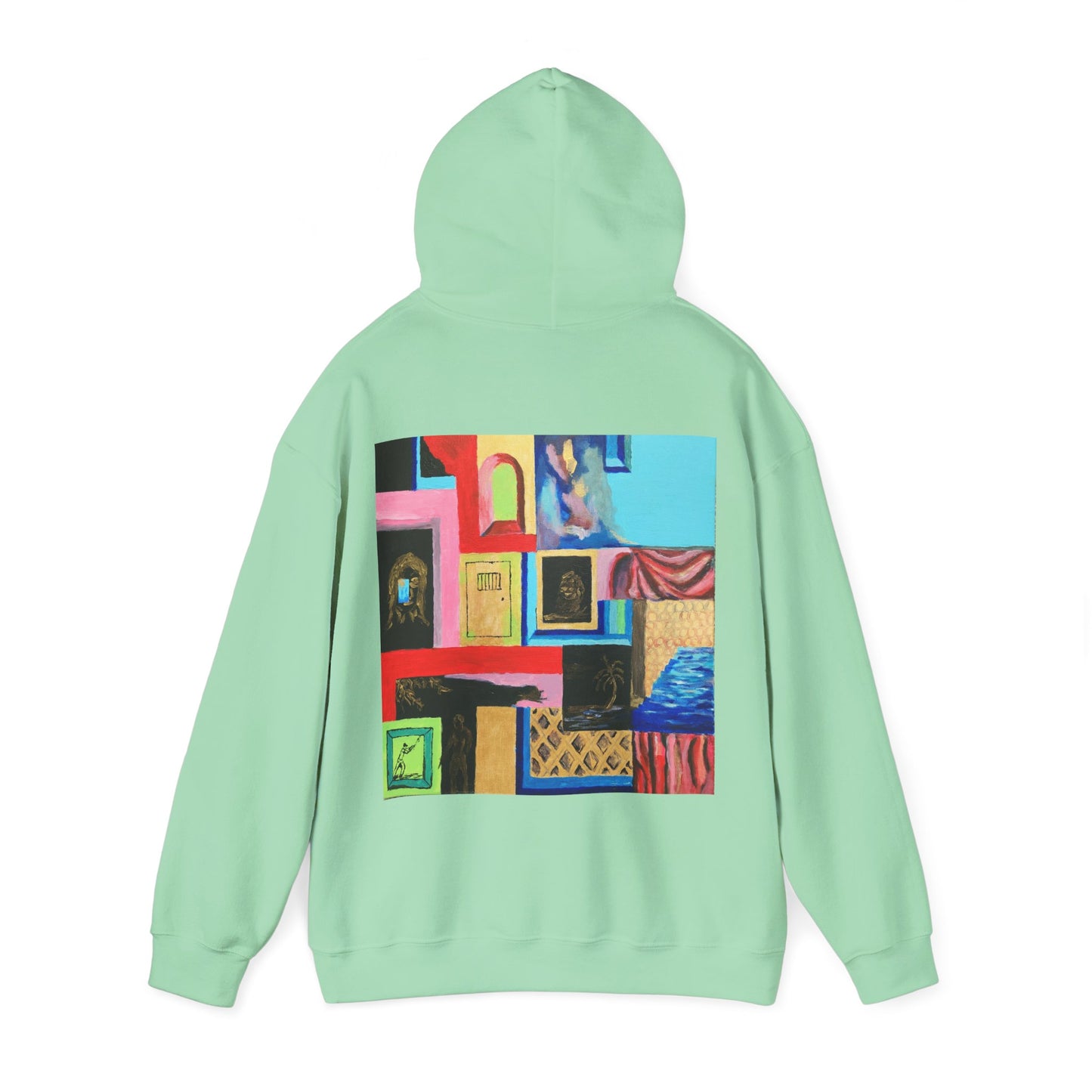 Efe Abstract Collage Hoodie — Colorful Retro Frames Art Sweatshirt