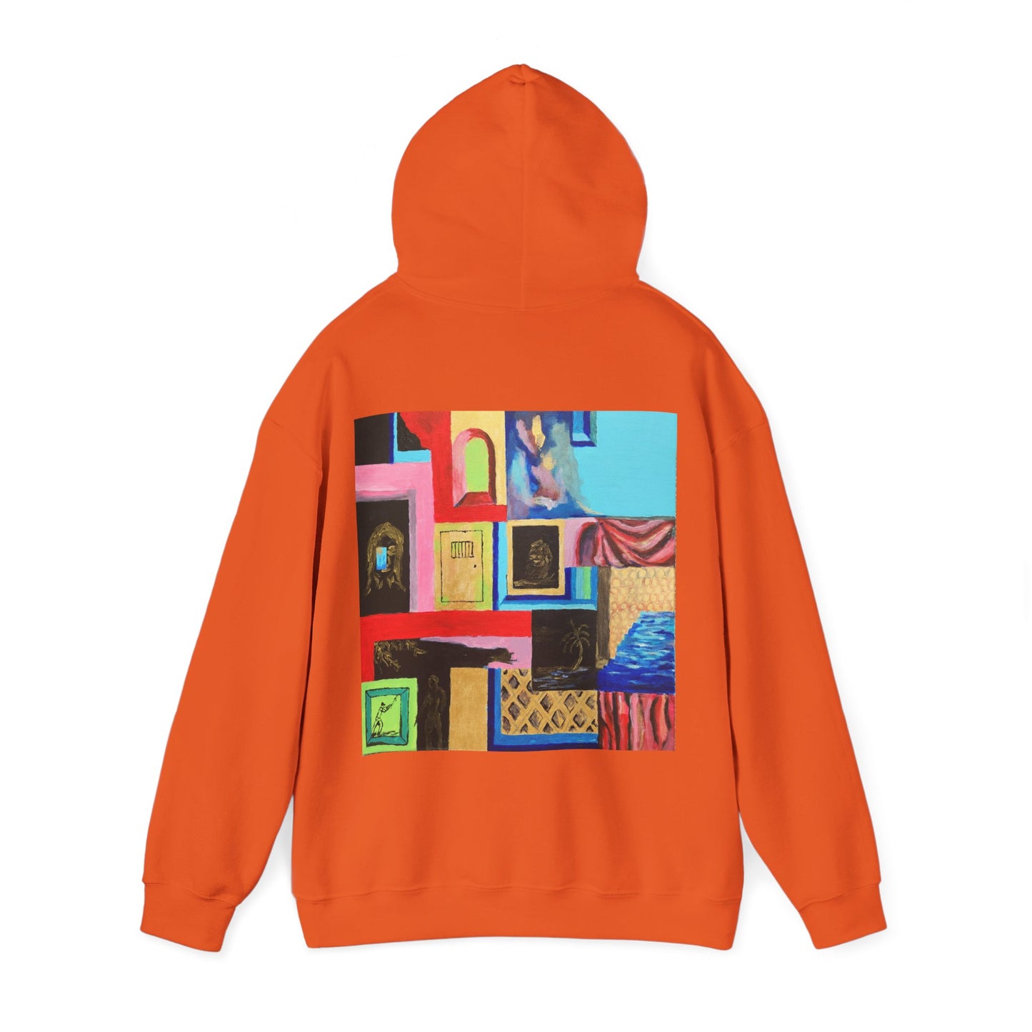 Efe Abstract Collage Hoodie — Colorful Retro Frames Art Sweatshirt