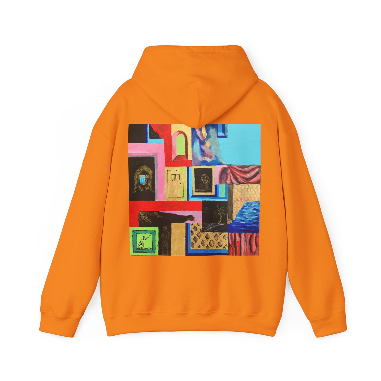 Efe Abstract Collage Hoodie — Colorful Retro Frames Art Sweatshirt