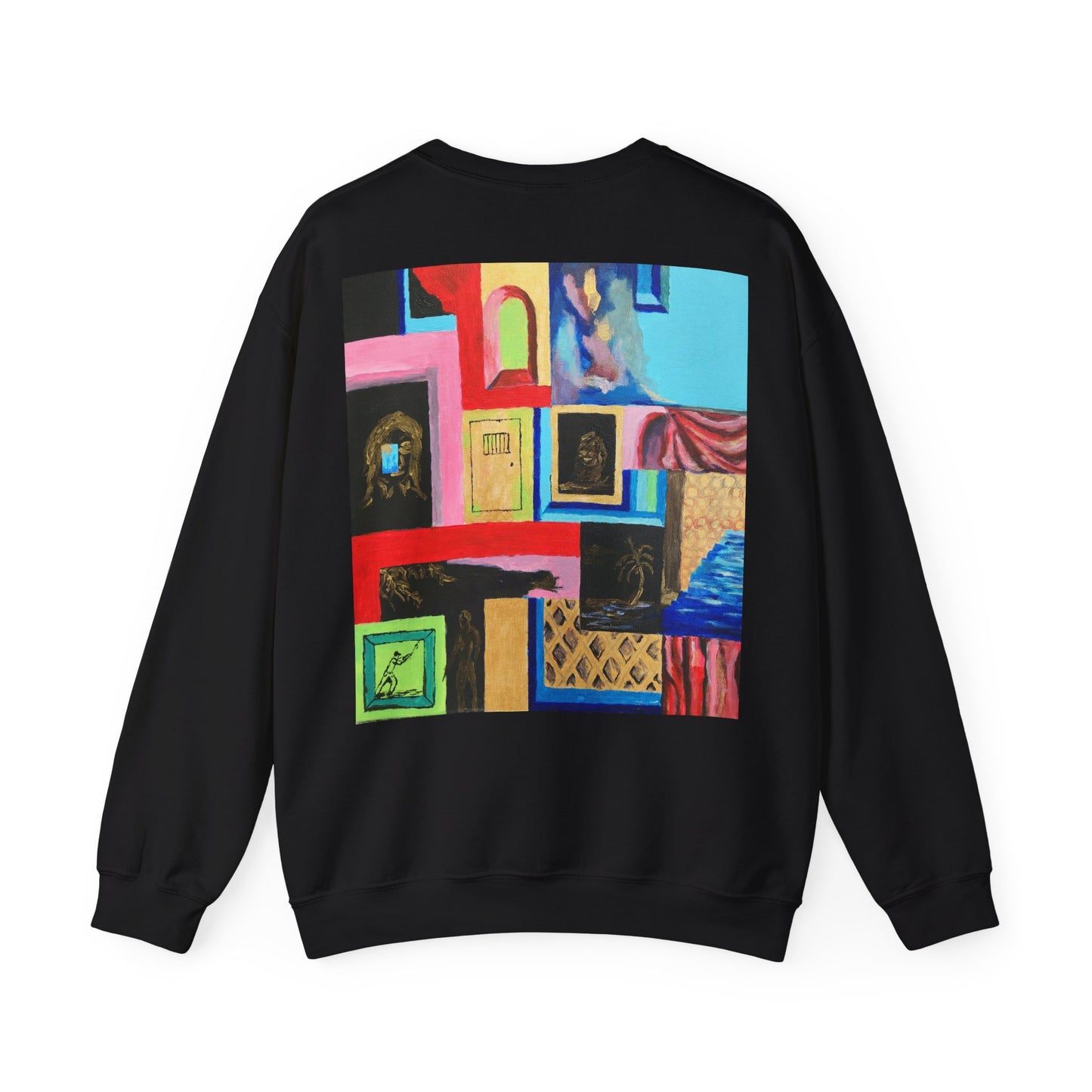 Abstract Gallery Crewneck Sweatshirt — Colorful Collage Art Print
