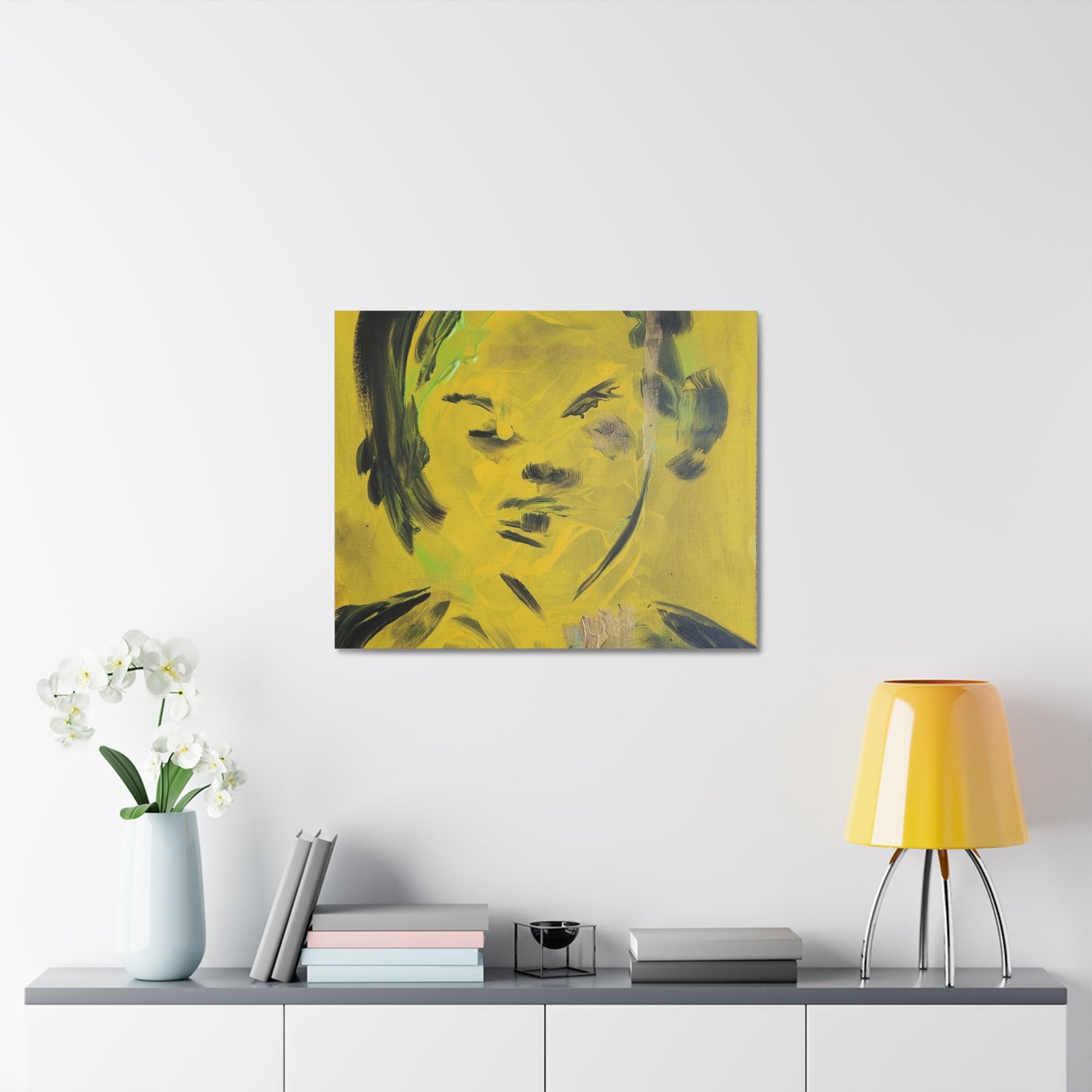 Efe open edition Art print on  Stretched Canvas - Bold Yellow Portrait for Wall Decor