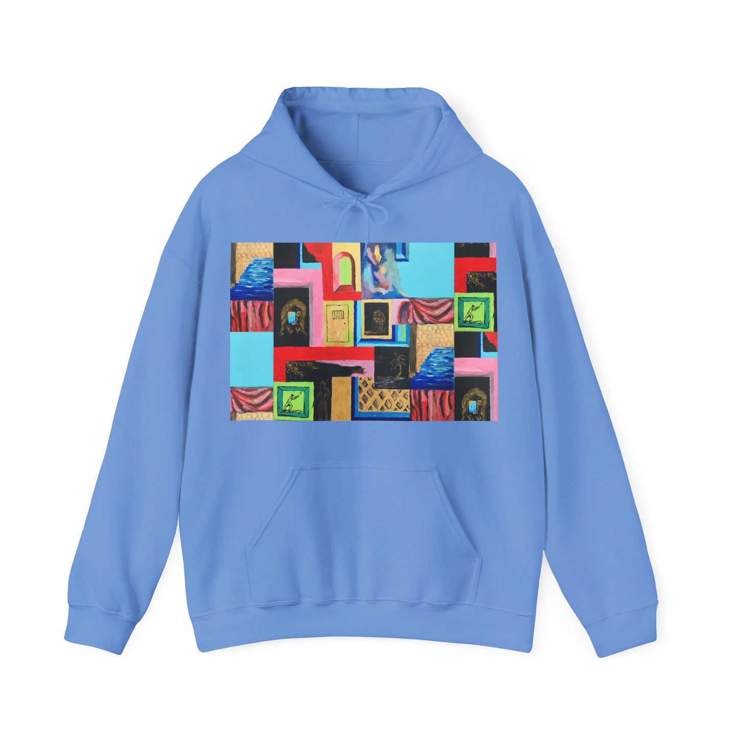 Efe Abstract Collage Hoodie — Colorful Retro Frames Art Sweatshirt