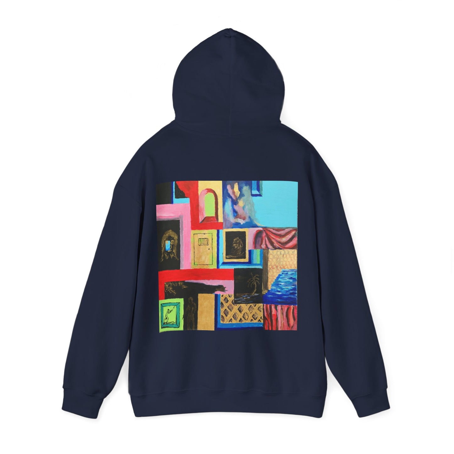 Efe Abstract Collage Hoodie — Colorful Retro Frames Art Sweatshirt