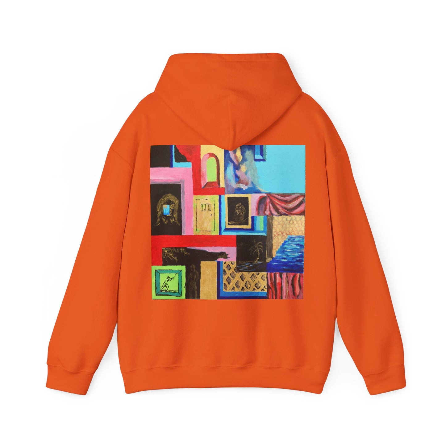 Efe Abstract Collage Hoodie — Colorful Retro Frames Art Sweatshirt