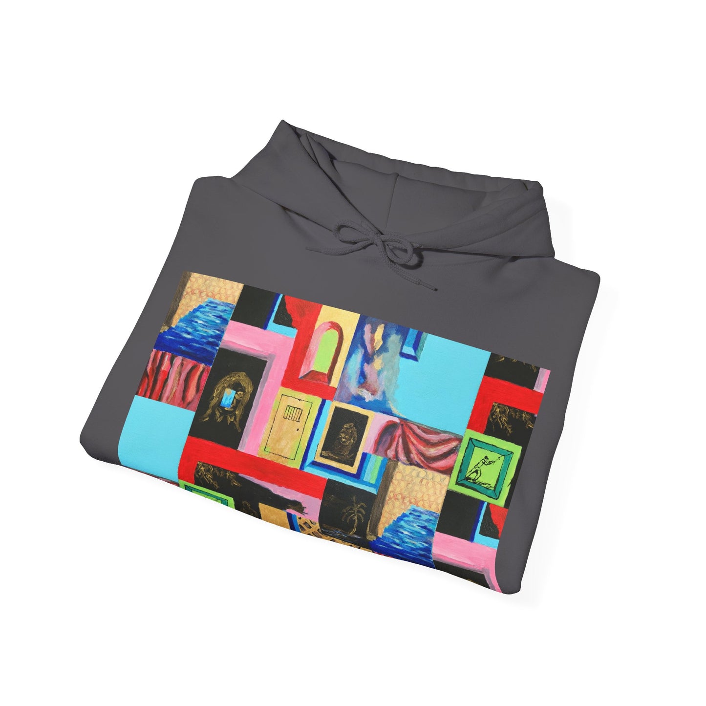 Efe Abstract Collage Hoodie — Colorful Retro Frames Art Sweatshirt