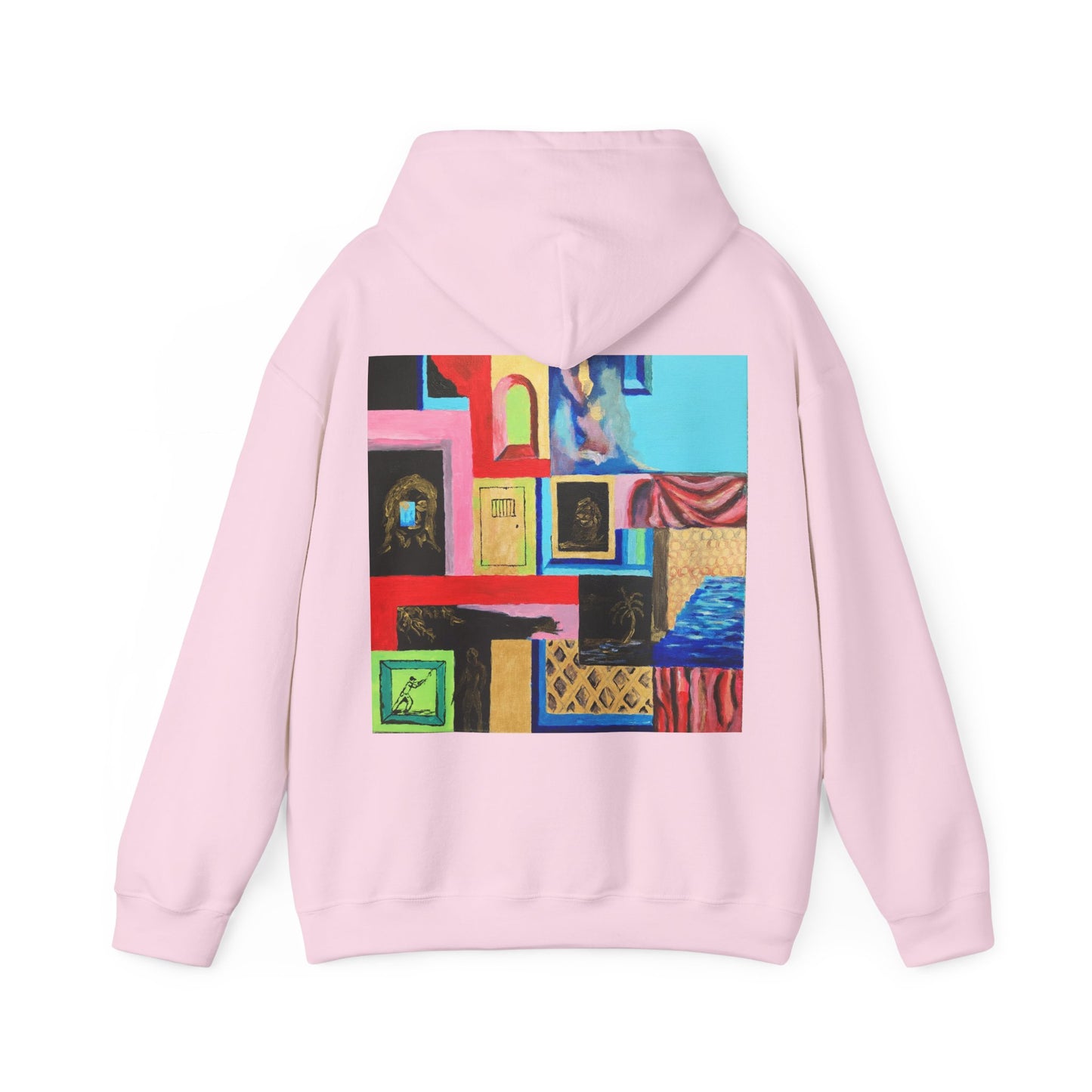 Efe Abstract Collage Hoodie — Colorful Retro Frames Art Sweatshirt