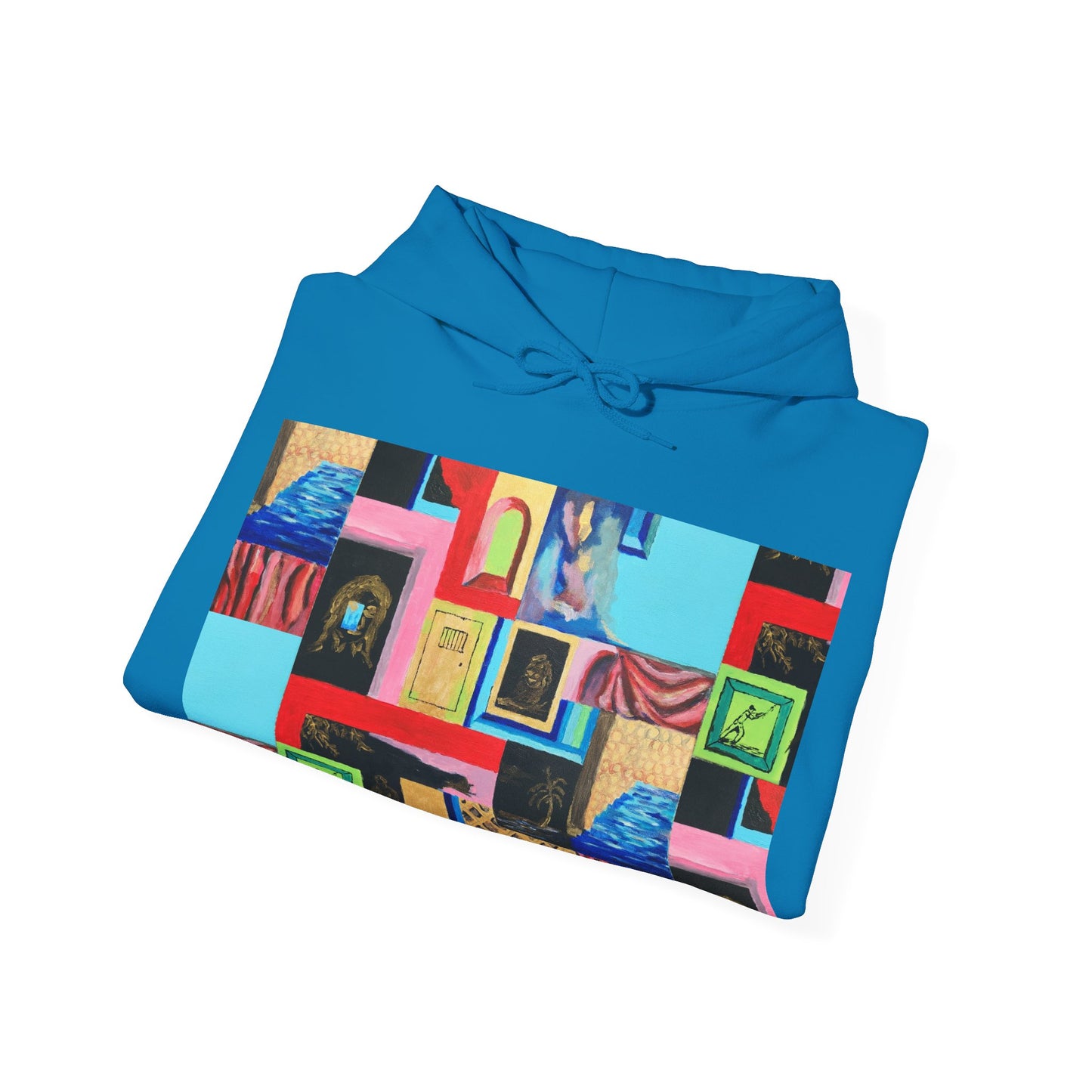 Efe Abstract Collage Hoodie — Colorful Retro Frames Art Sweatshirt