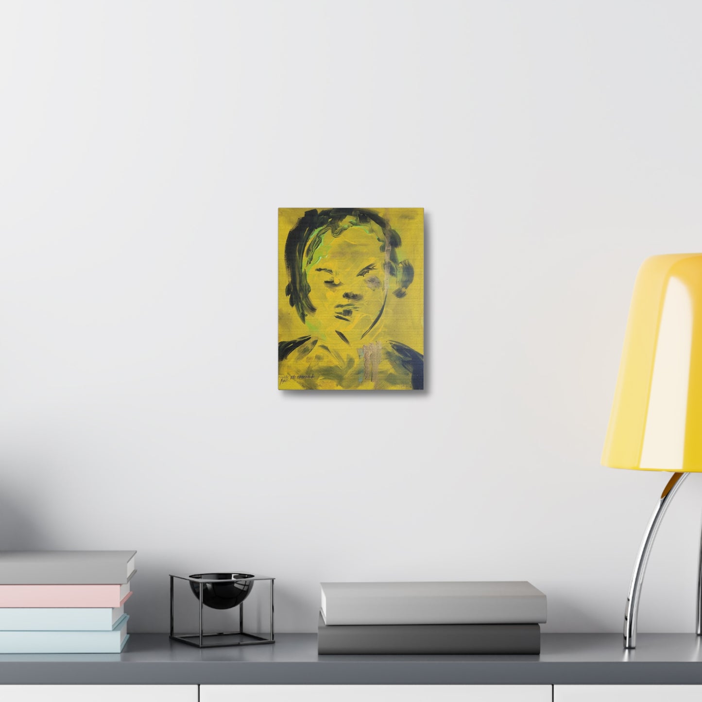 Efe open edition Art print on  Stretched Canvas - Bold Yellow Portrait for Wall Decor
