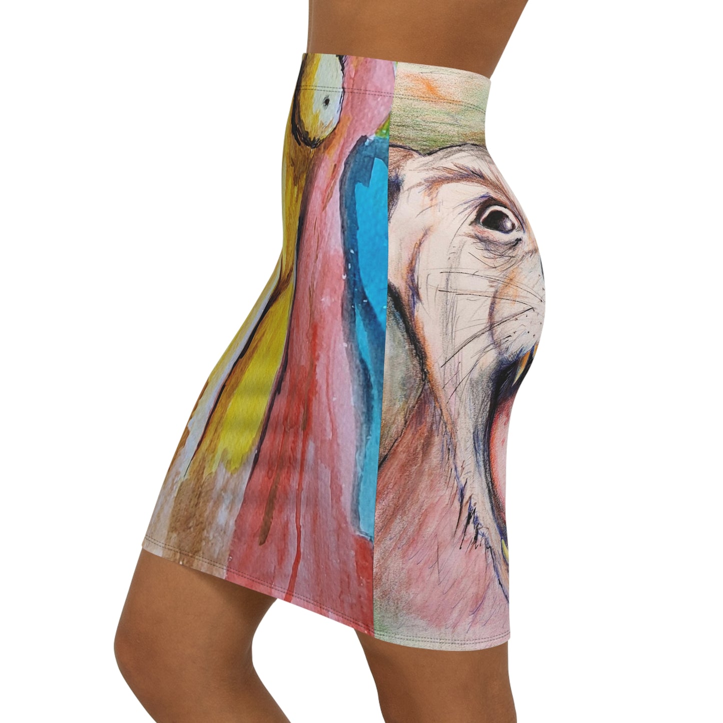 EFeWear Artistic Women's Mid-Waist Pencil Skirt - Unique for Chic Style