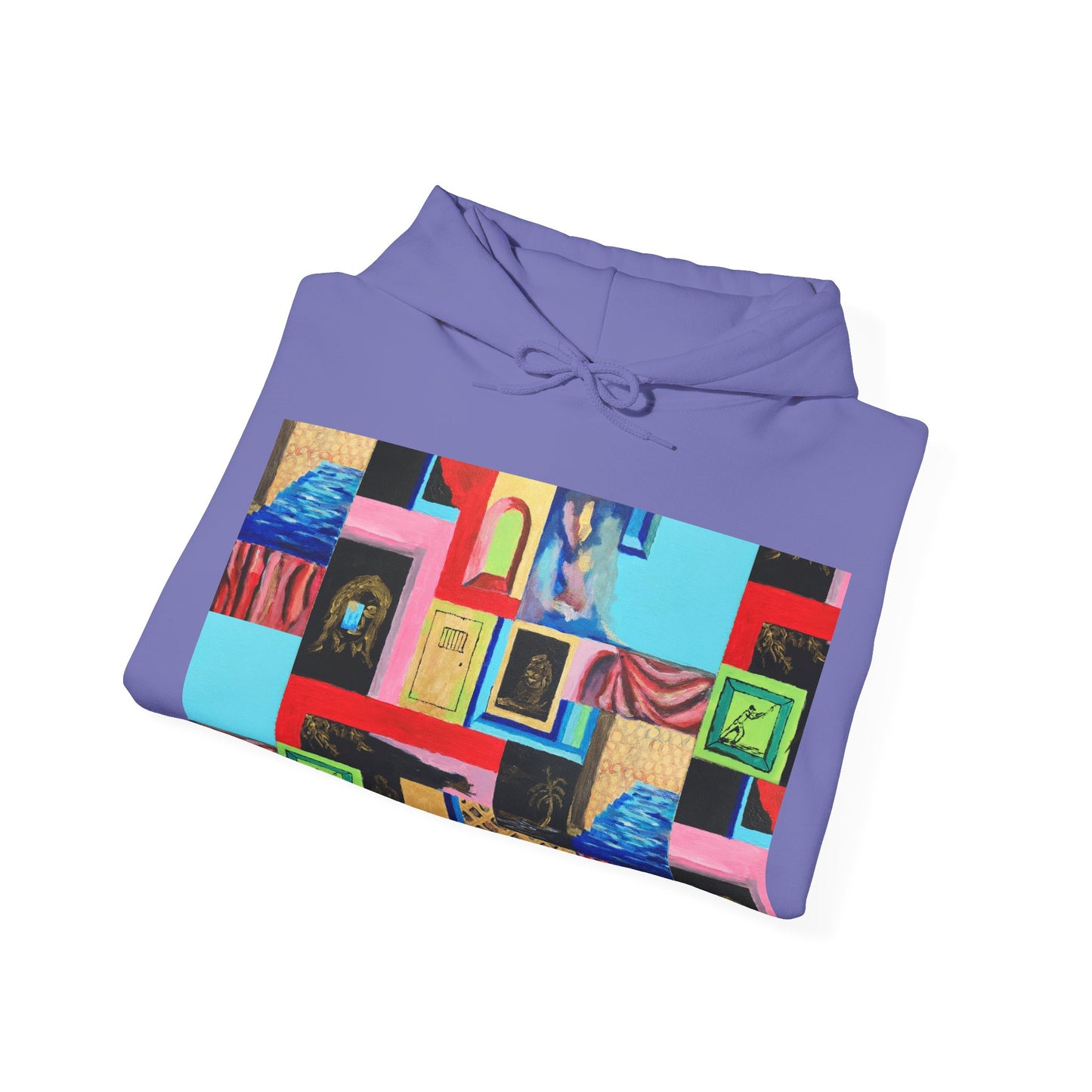 Efe Abstract Collage Hoodie — Colorful Retro Frames Art Sweatshirt