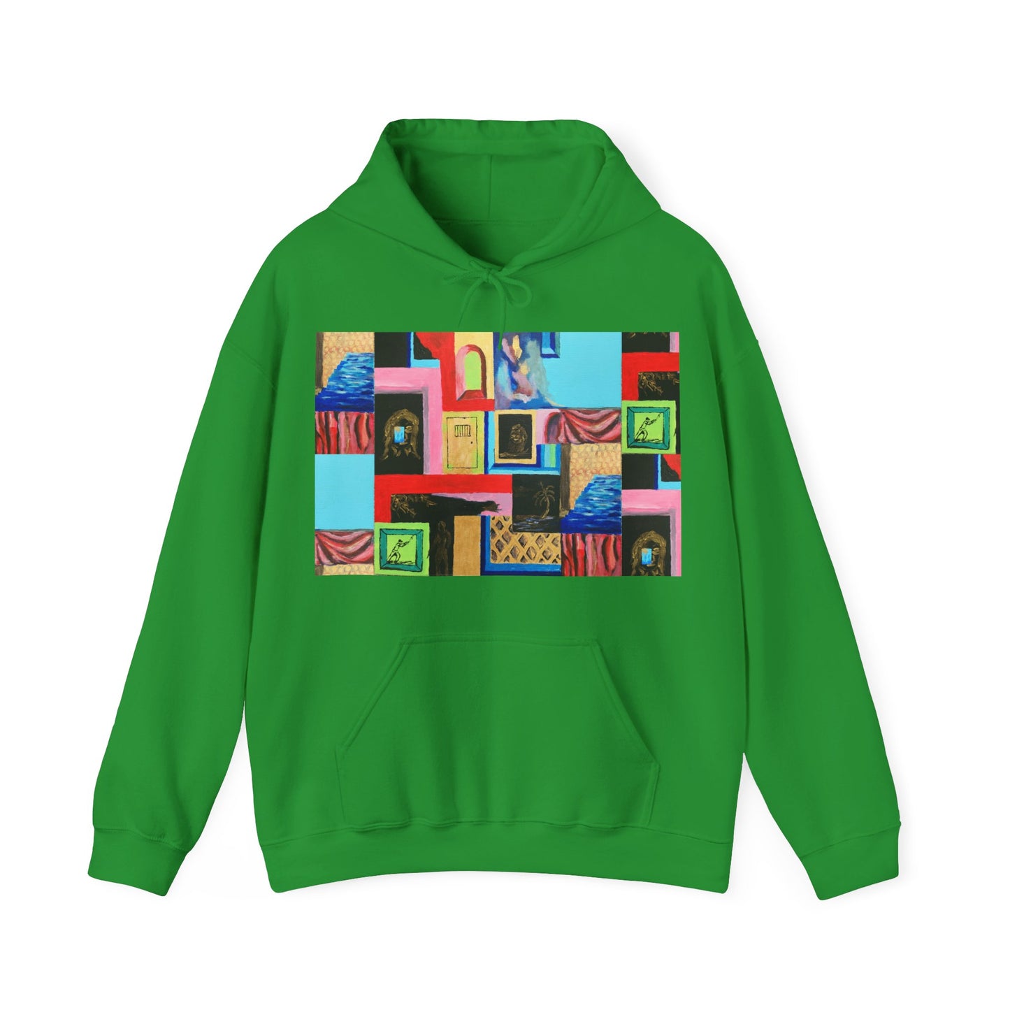 Efe Abstract Collage Hoodie — Colorful Retro Frames Art Sweatshirt