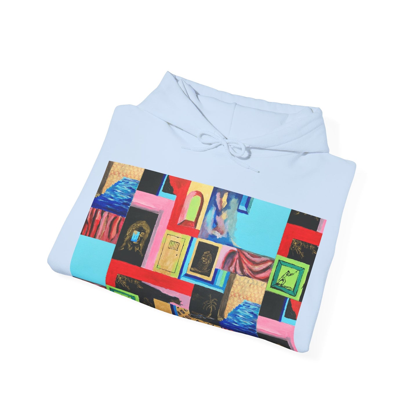 Efe Abstract Collage Hoodie — Colorful Retro Frames Art Sweatshirt