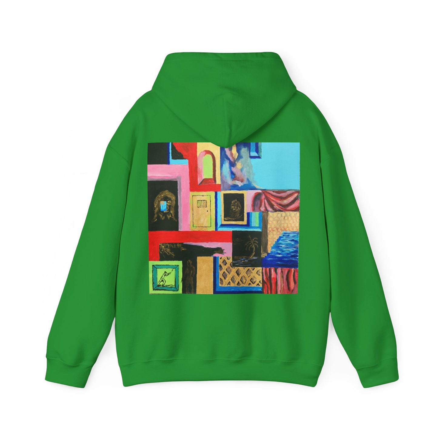 Efe Abstract Collage Hoodie — Colorful Retro Frames Art Sweatshirt