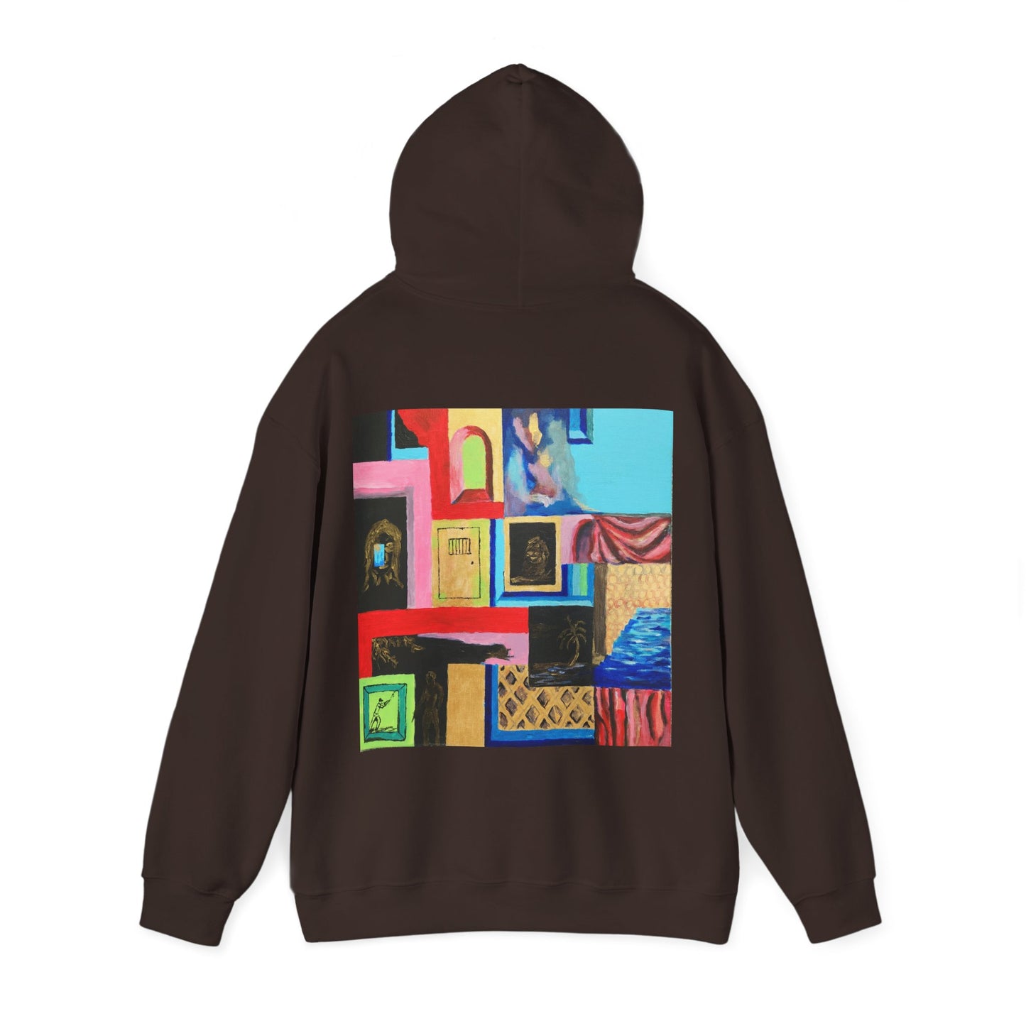 Efe Abstract Collage Hoodie — Colorful Retro Frames Art Sweatshirt