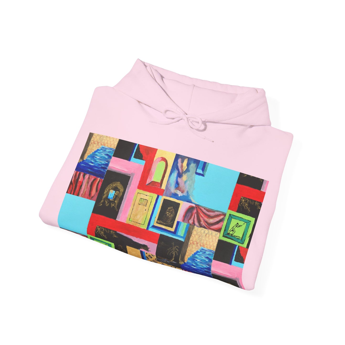 Efe Abstract Collage Hoodie — Colorful Retro Frames Art Sweatshirt